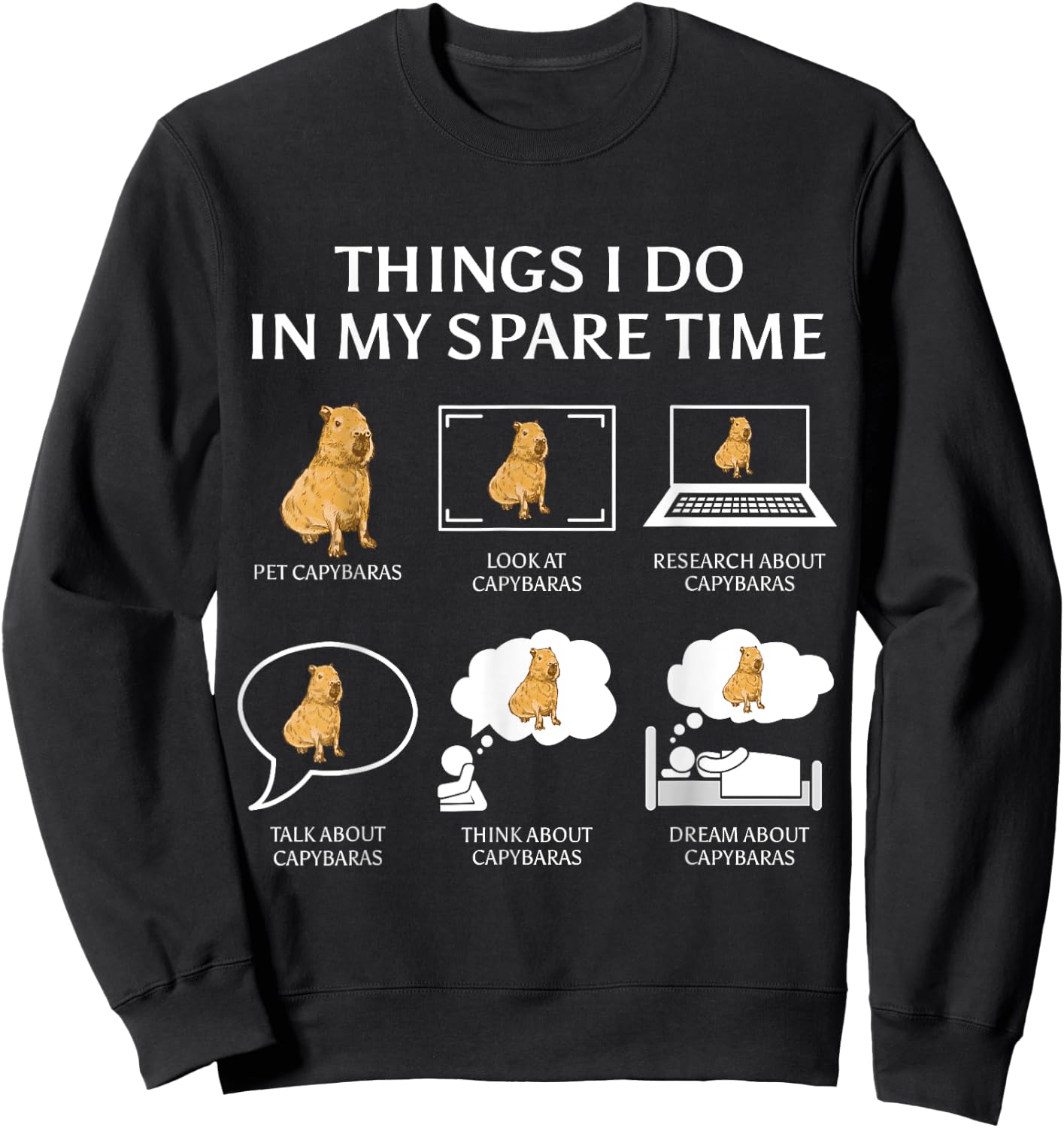 Capybara Funny Capibara Rodent Things I Do In My Spare Time Sweatshirt - Sweatshirt | Black