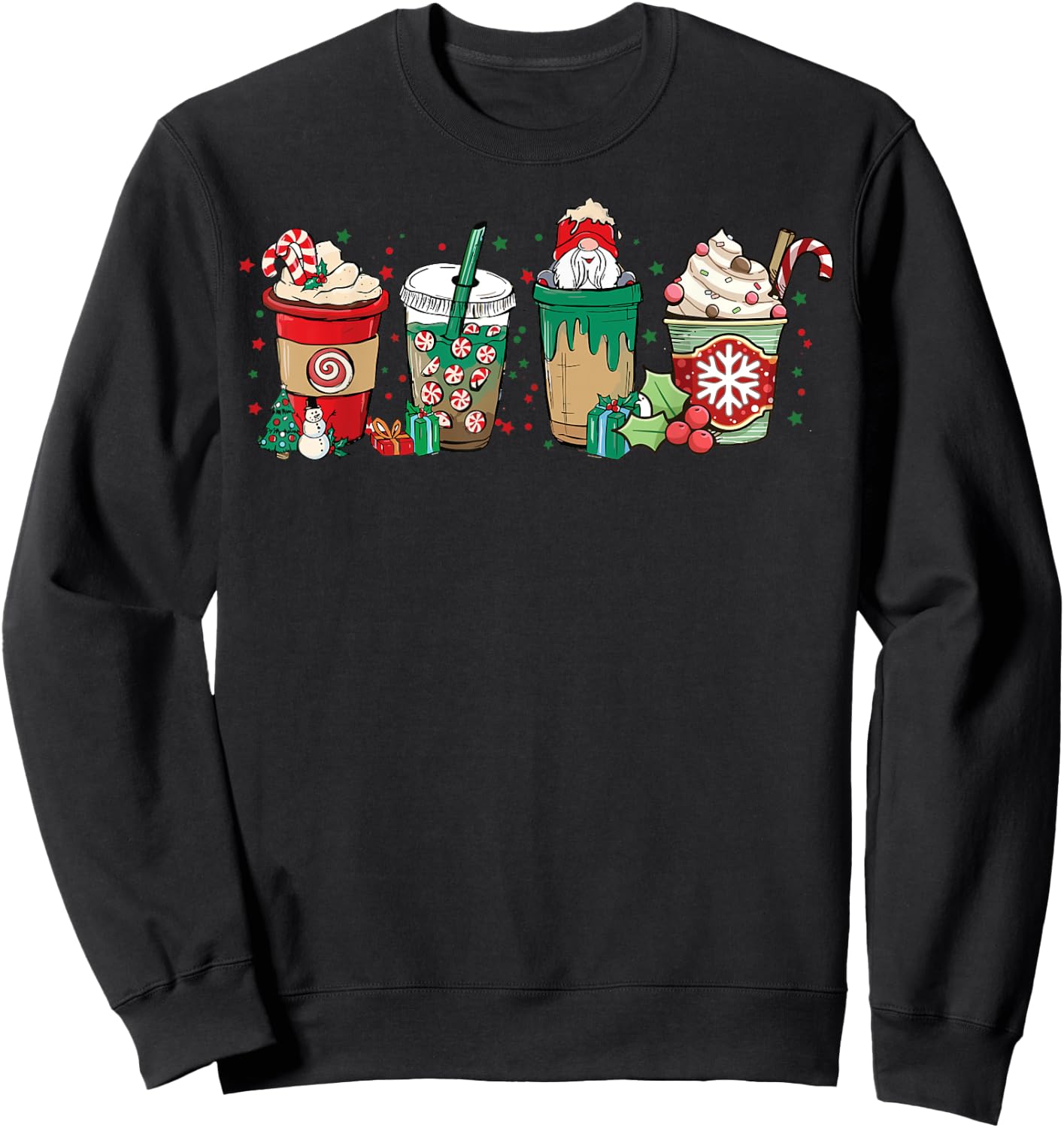 Winter Coffee Merry Christmas Iced Latte Xmas Drinks Holiday Sweatshirt - Sweatshirt | Black