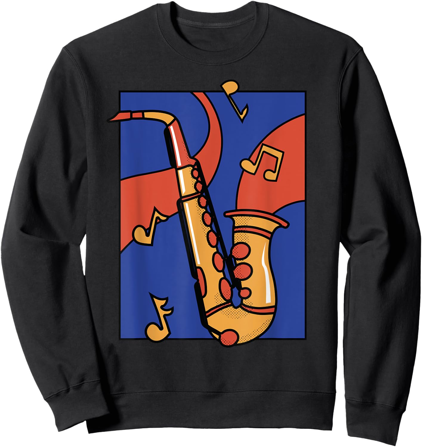 Colourful Saxophone Comic Art Graphic Women Children Sweatshirt - Sweatshirt | Black