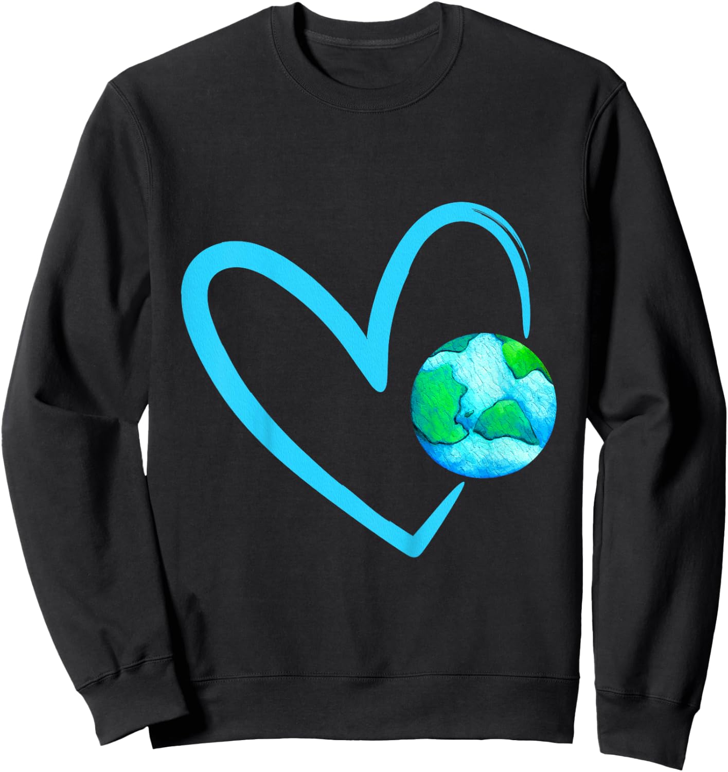 Girls Earth Day with Heart Cute Happy Earth Day 2023 Kids Sweatshirt - Sweatshirt | Black