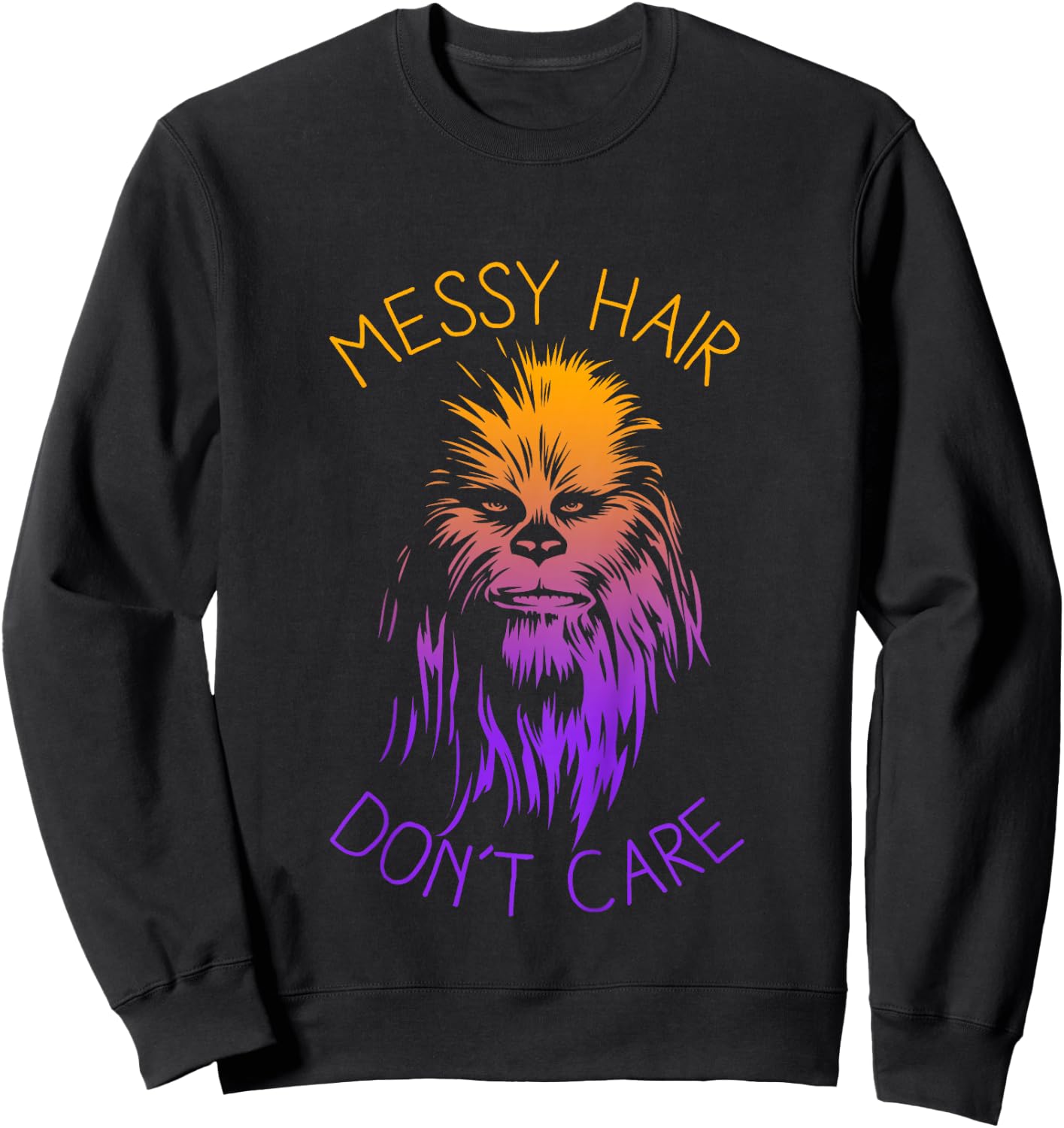 Kids Star Wars Classic Rainbow Chewbacca Messy Hair Don't Care Sweatshirt - Sweatshirt | Black