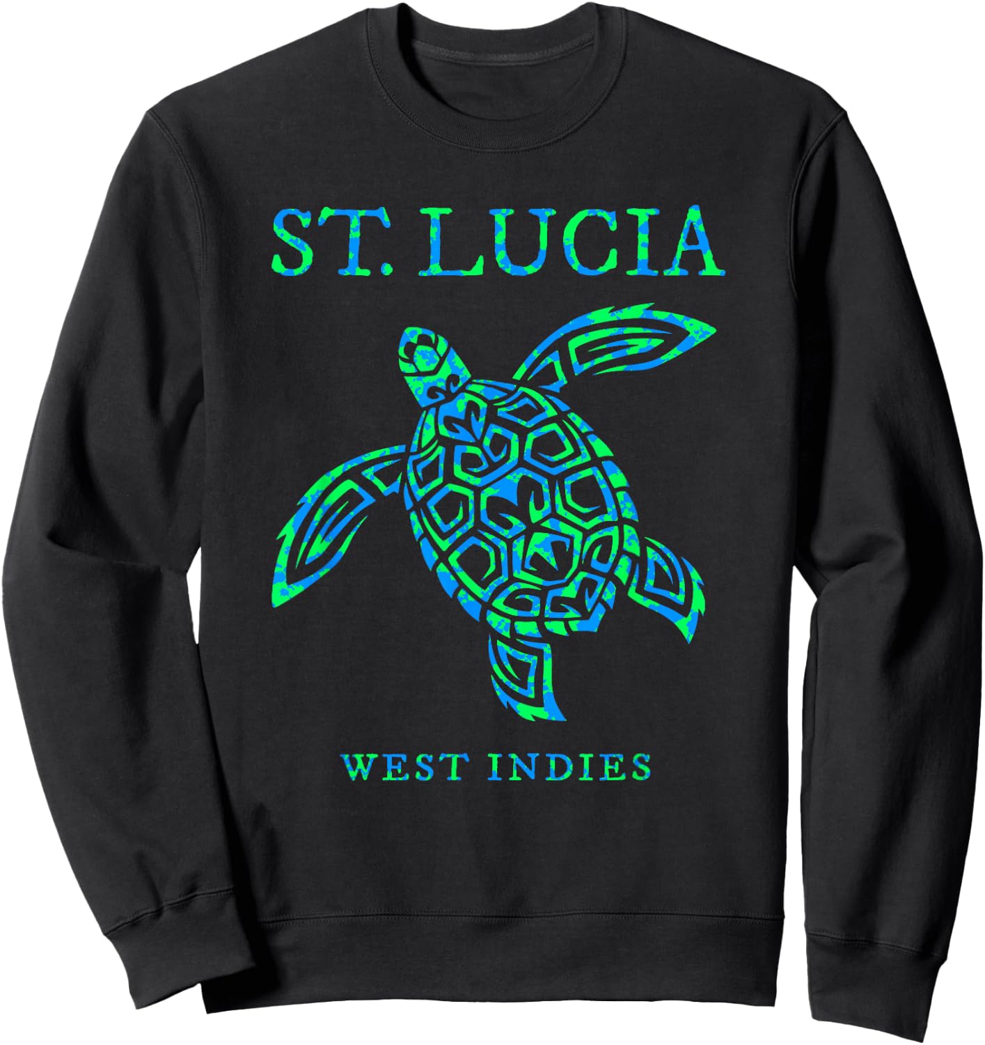 St Lucia Sea Turtle Boys Girls Toddler Colorful Souvenir Sweatshirt - Sweatshirt | Black