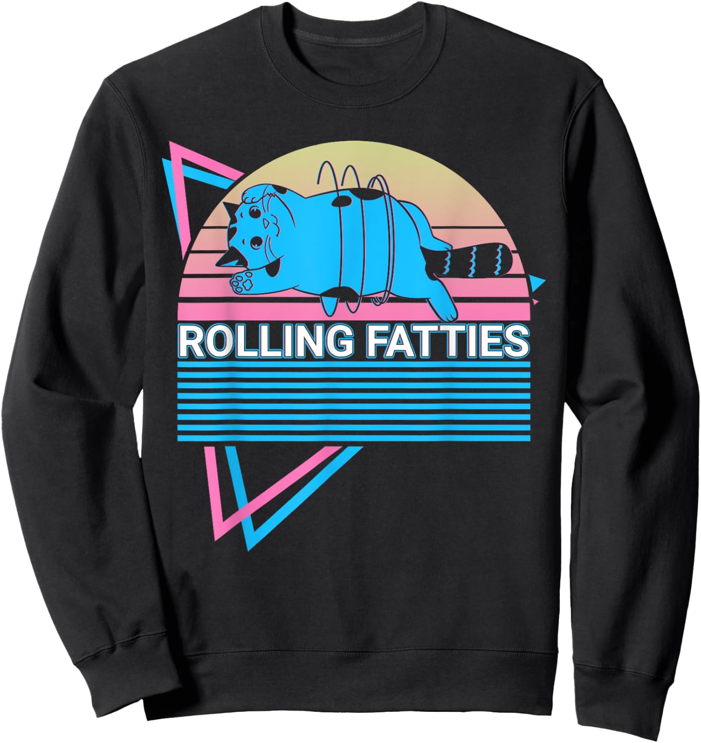 Rolling Fatties Funny Cat Retro Sweatshirt - Sweatshirt | Black