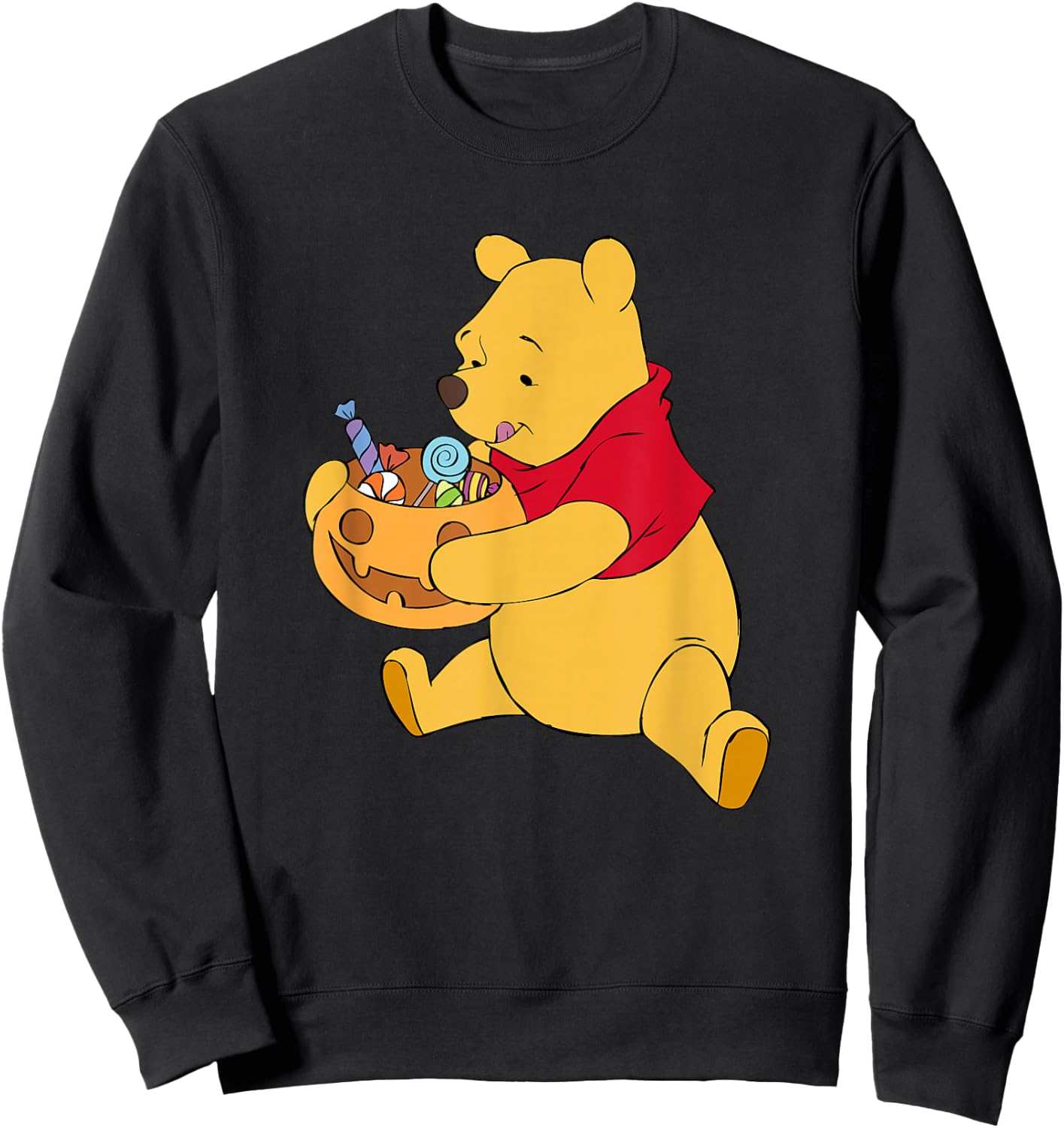 Disney Winnie The Pooh Halloween Pumpkin Candy Bowl Sweatshirt - Sweatshirt | Black