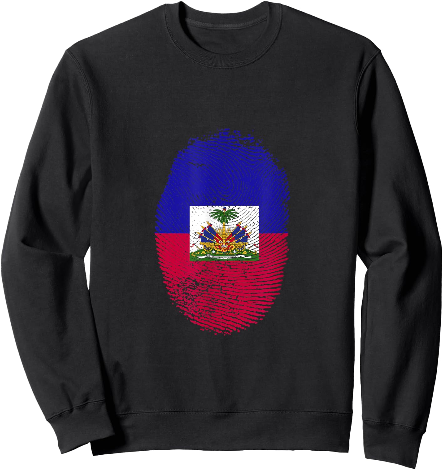 Haiti Flag Fingerprint Proud Haitians Men Women Kids DNA Sweatshirt - Sweatshirt | Black