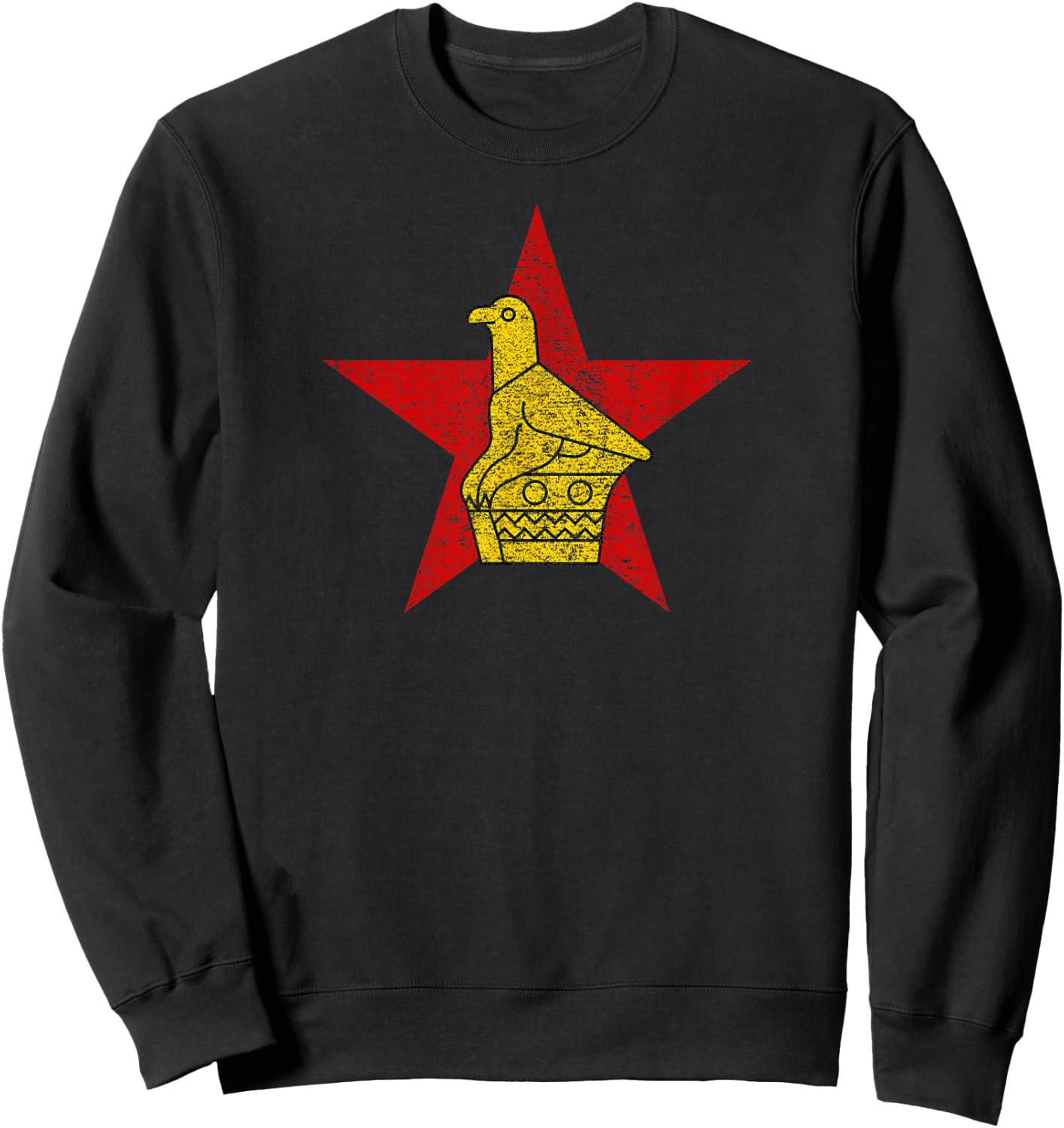Zimbabwe Flag Coat of Arms Zimbabwe Bird and Star Sweatshirt - Sweatshirt | Black