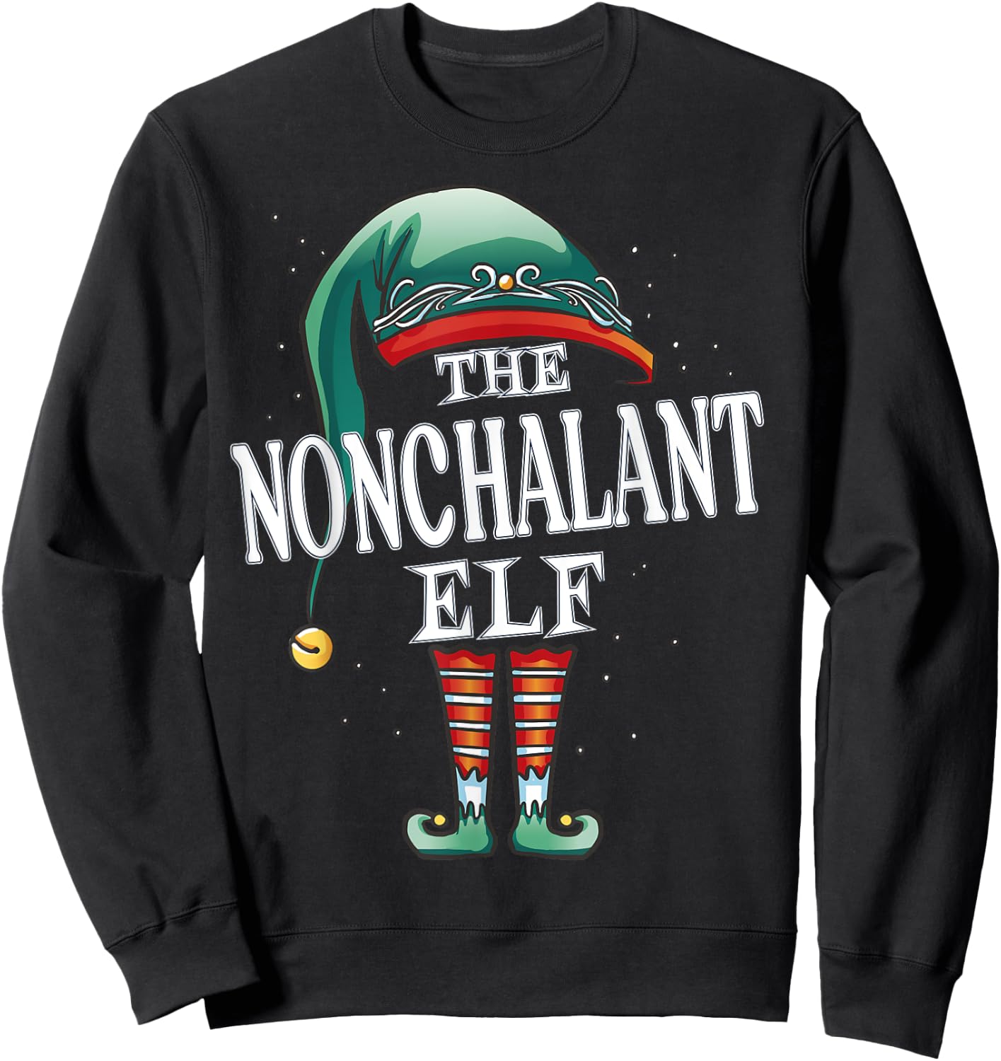 Nonchalant Elf Christmas Group Xmas Pajama Party Sweatshirt - Sweatshirt | Black