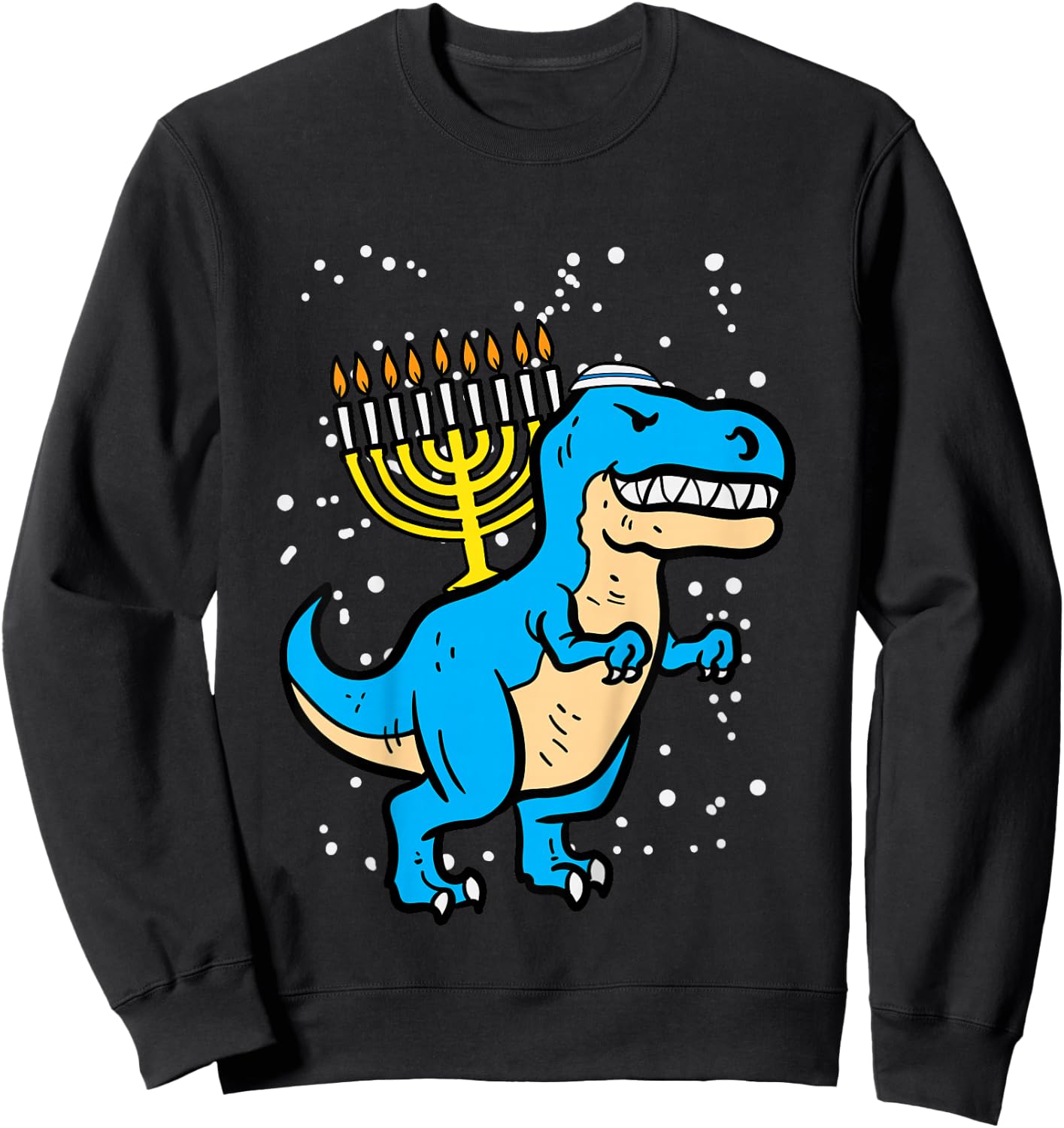 Kids Hanukkah Dino Menorah Chanukah Trex Toddler Boys Kids Youth Sweatshirt - Sweatshirt | Black