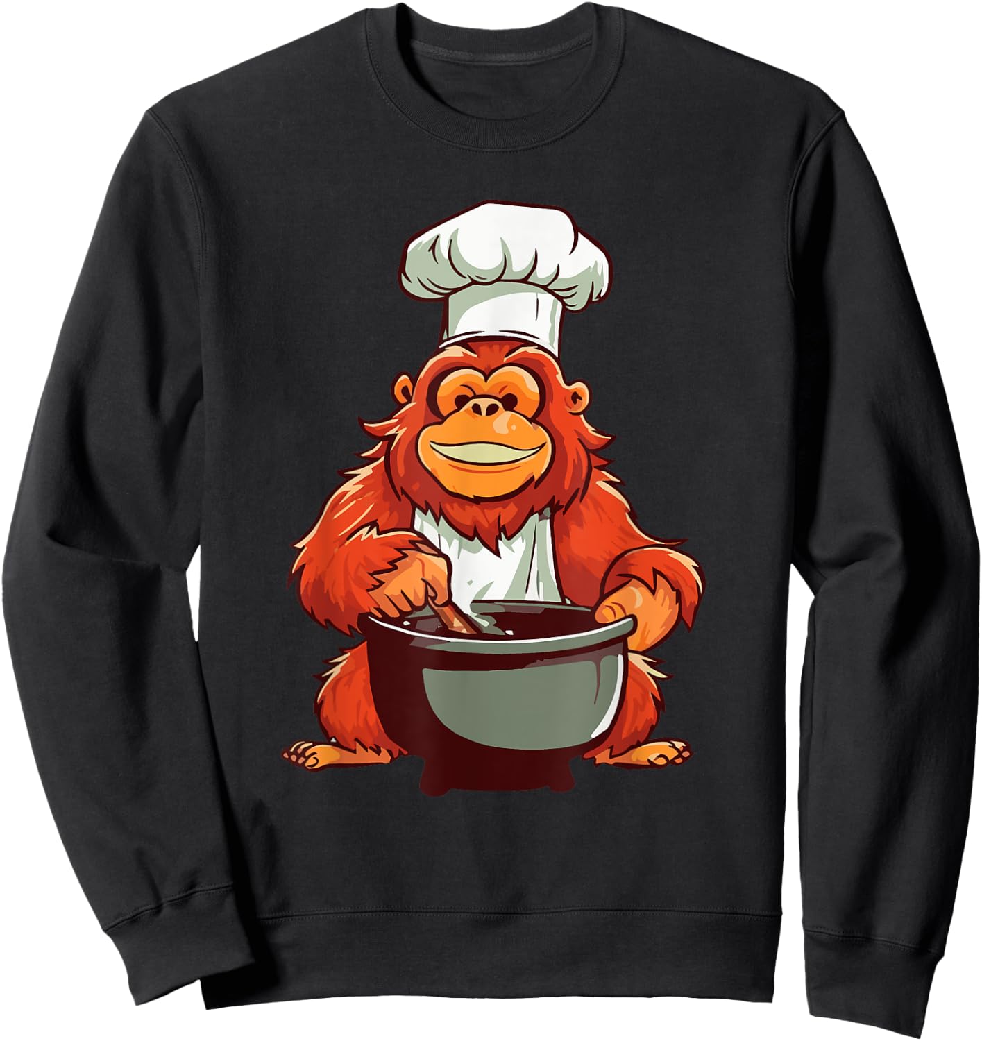 Orangutans Hobby Chef Cooking Monkey Jungle Sweatshirt - Sweatshirt | Black