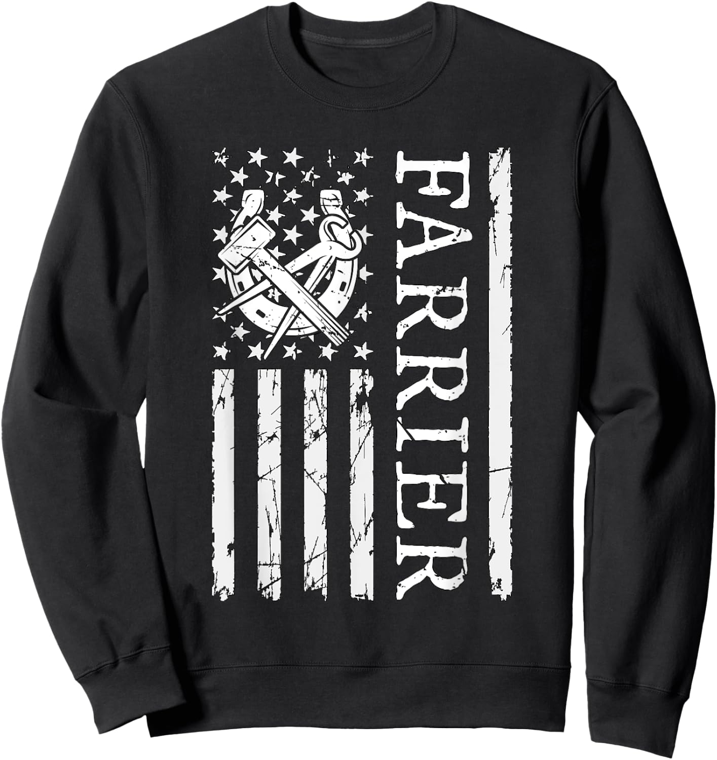 Farrier Flag Loves Blacksmithing Metalworker Forging Farrier Sweatshirt - Sweatshirt | Black