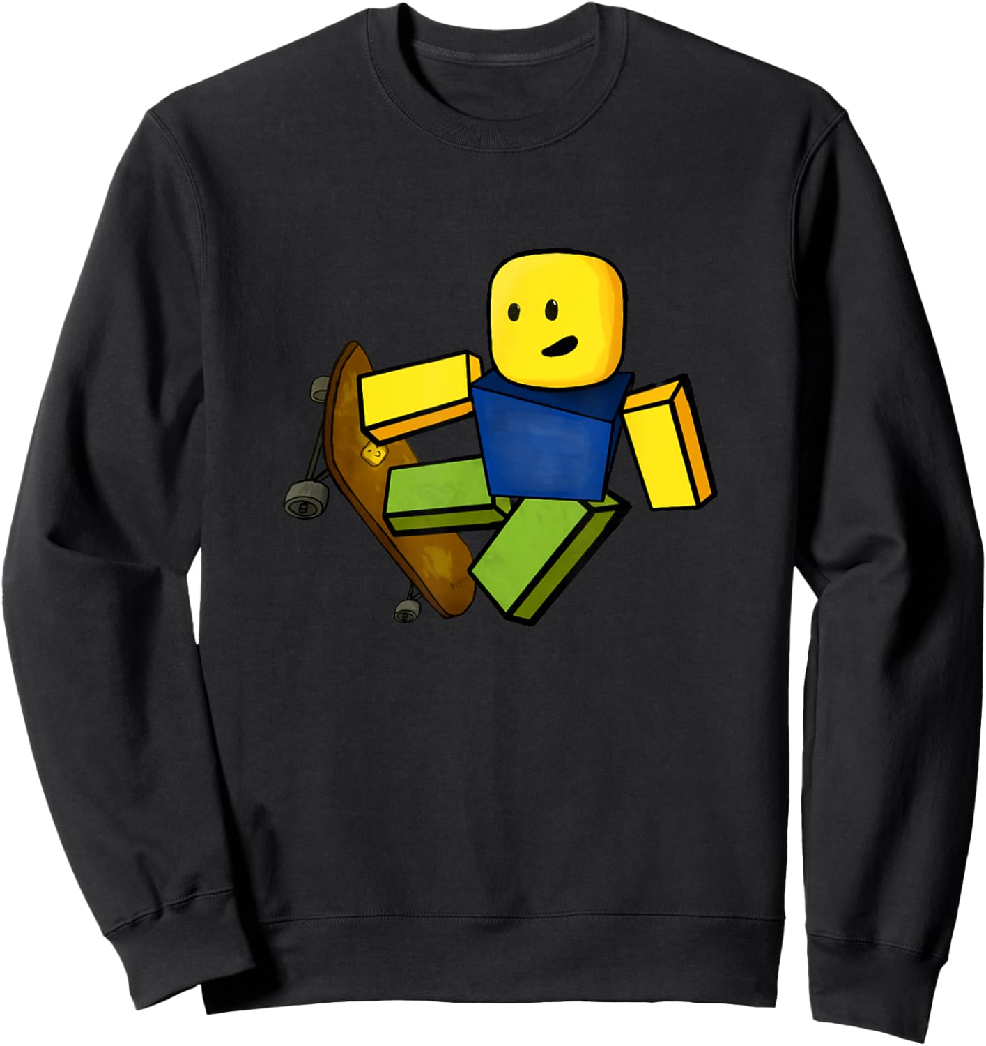 Blox Noob Skater | Funny Meme Gaming Gift Gamers Sweatshirt - Sweatshirt | Black