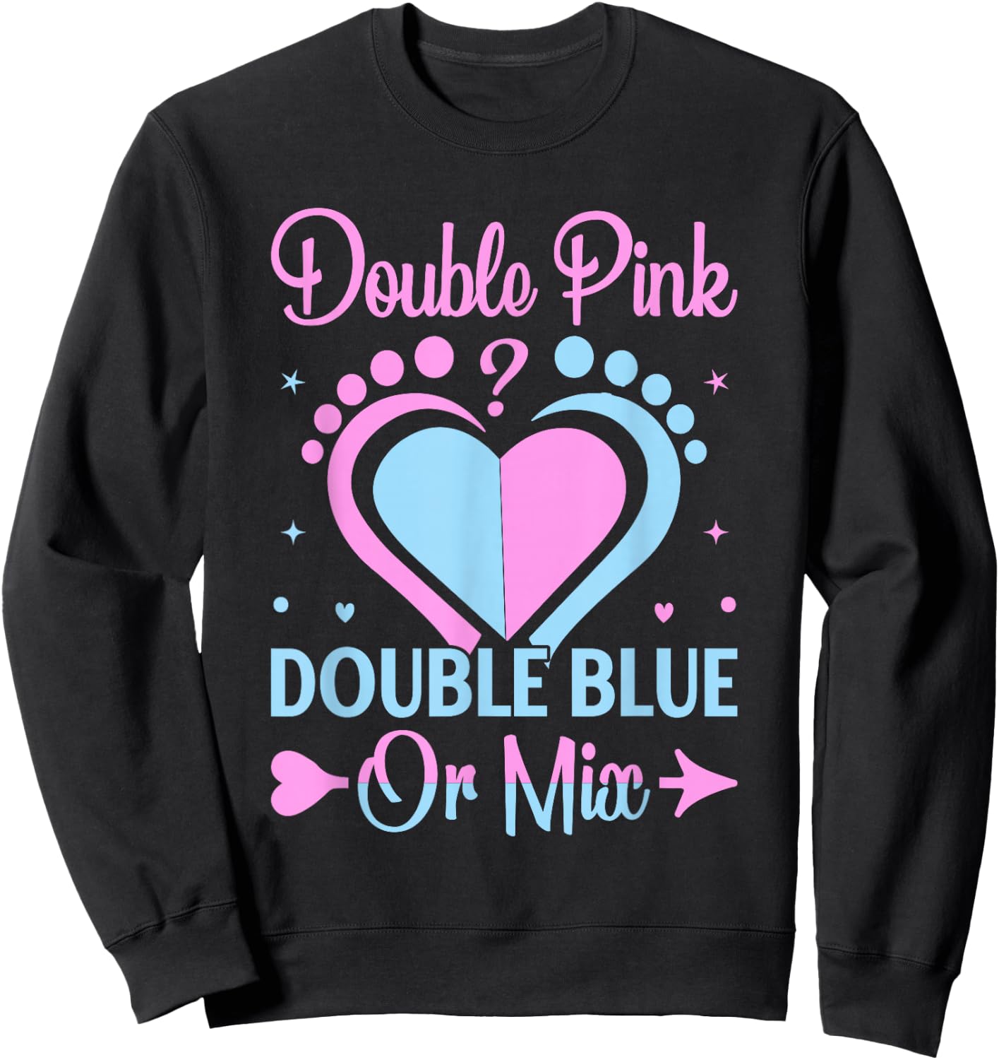 Double Pink Double Blue Mix Twin Gender Announcement Reveal Sweatshirt - Sweatshirt | Black