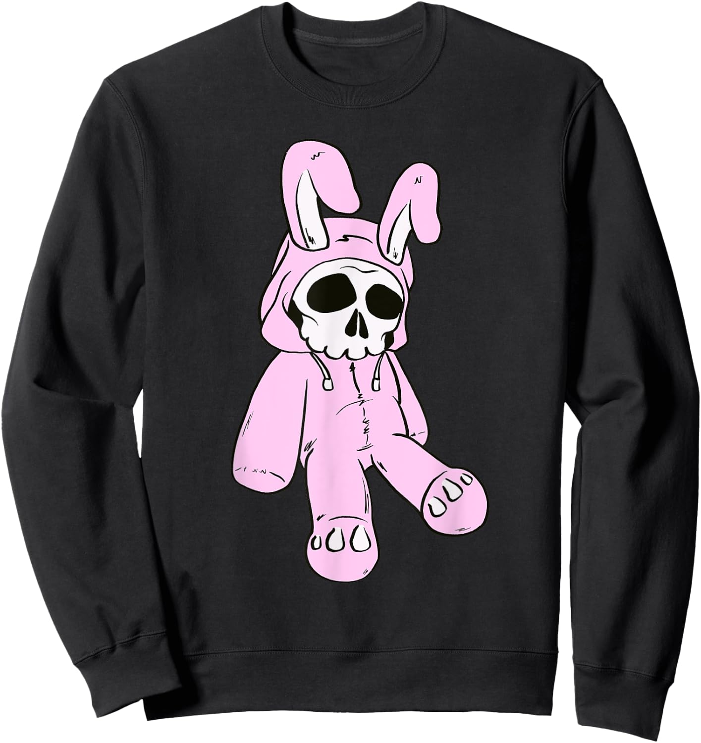 Skull Bunny Pink Dead Bunny Costume Skeleton Manga Rabbit Sweatshirt - Sweatshirt | Black