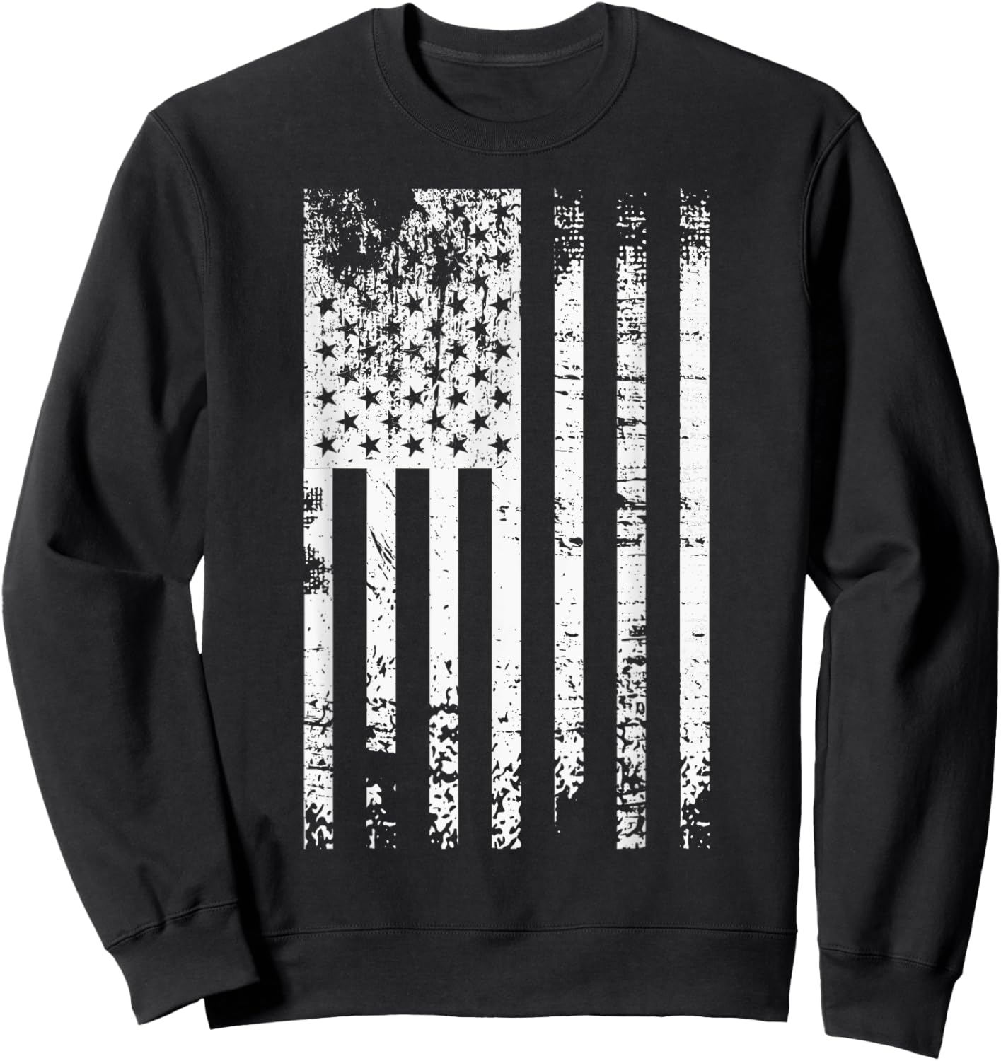 Black & White Flag | Vintage Patriotic USA American Flag Women Kids Men Sweatshirt - Sweatshirt | Black
