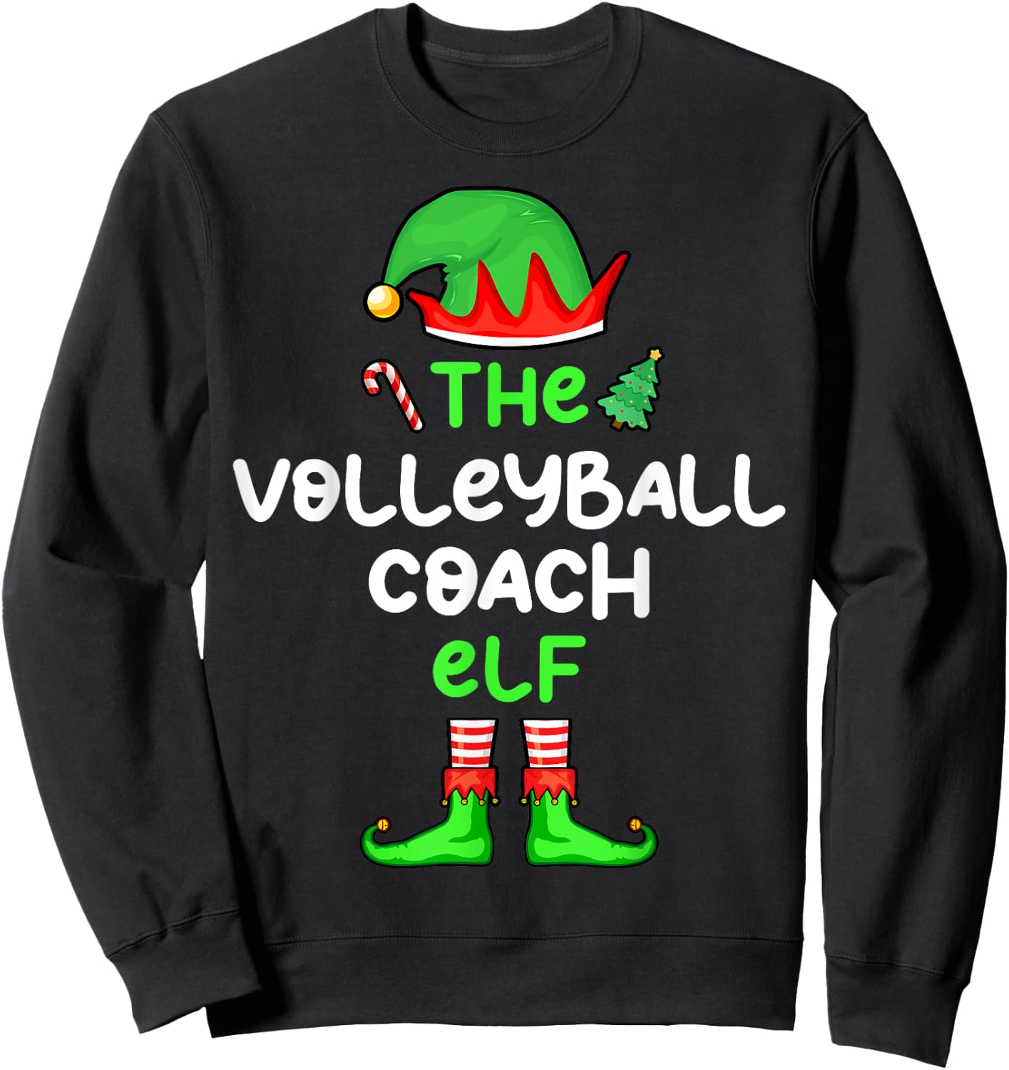 I'm The Volleyball Coach Elf Christmas Matching Pajama Sweatshirt - Sweatshirt | Black