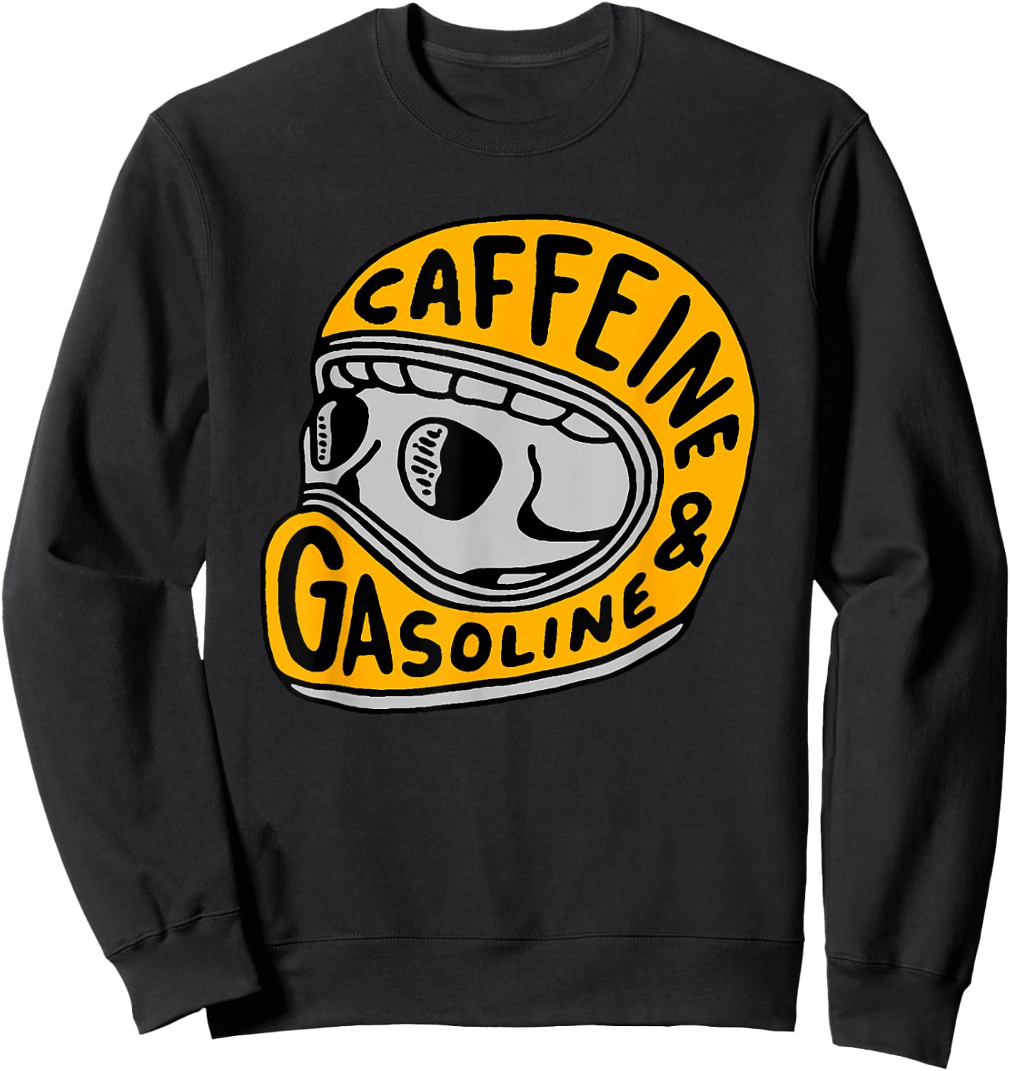 Caffeine and Gasoline Black Motorcycle Themed , -Adults, Small Sweatshirt - Sweatshirt | Black
