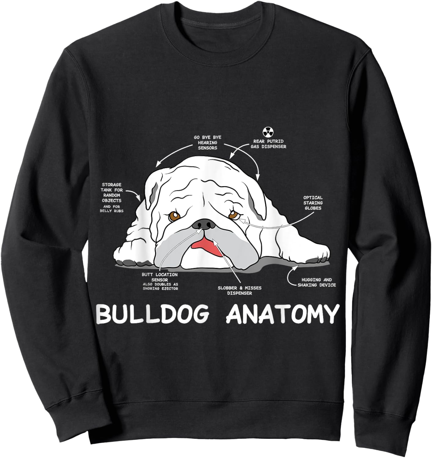 English Bulldog Anatomy Bully Dog Pet Owners Men Women Kids Sweatshirt - Sweatshirt | Black