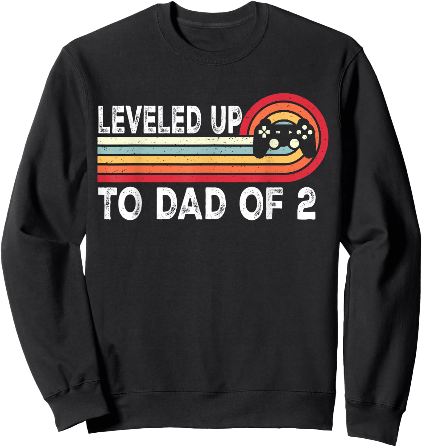 Leveled Up To Dad of 2 Daddy Again Pregnancy Announcement Sweatshirt - Sweatshirt | Black