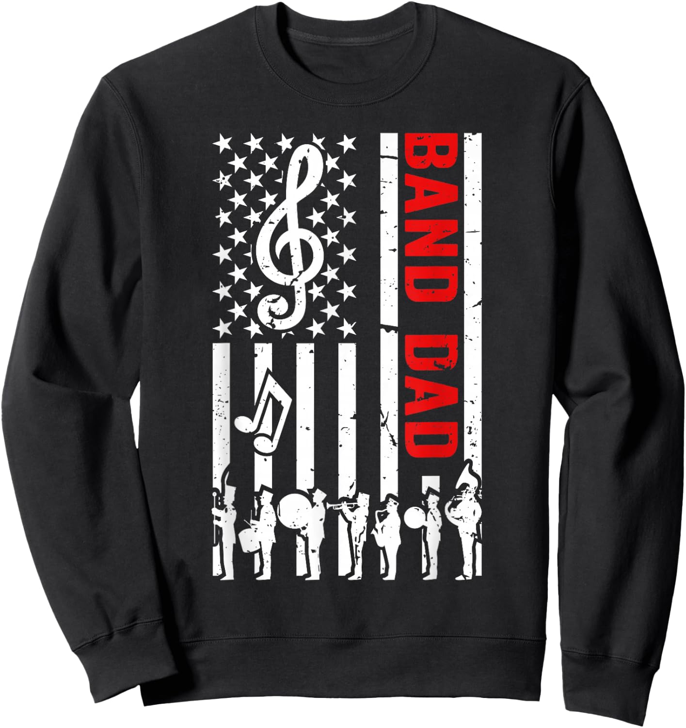 Band Dad American Flag Marching Band Dad Sweatshirt - Sweatshirt | Black