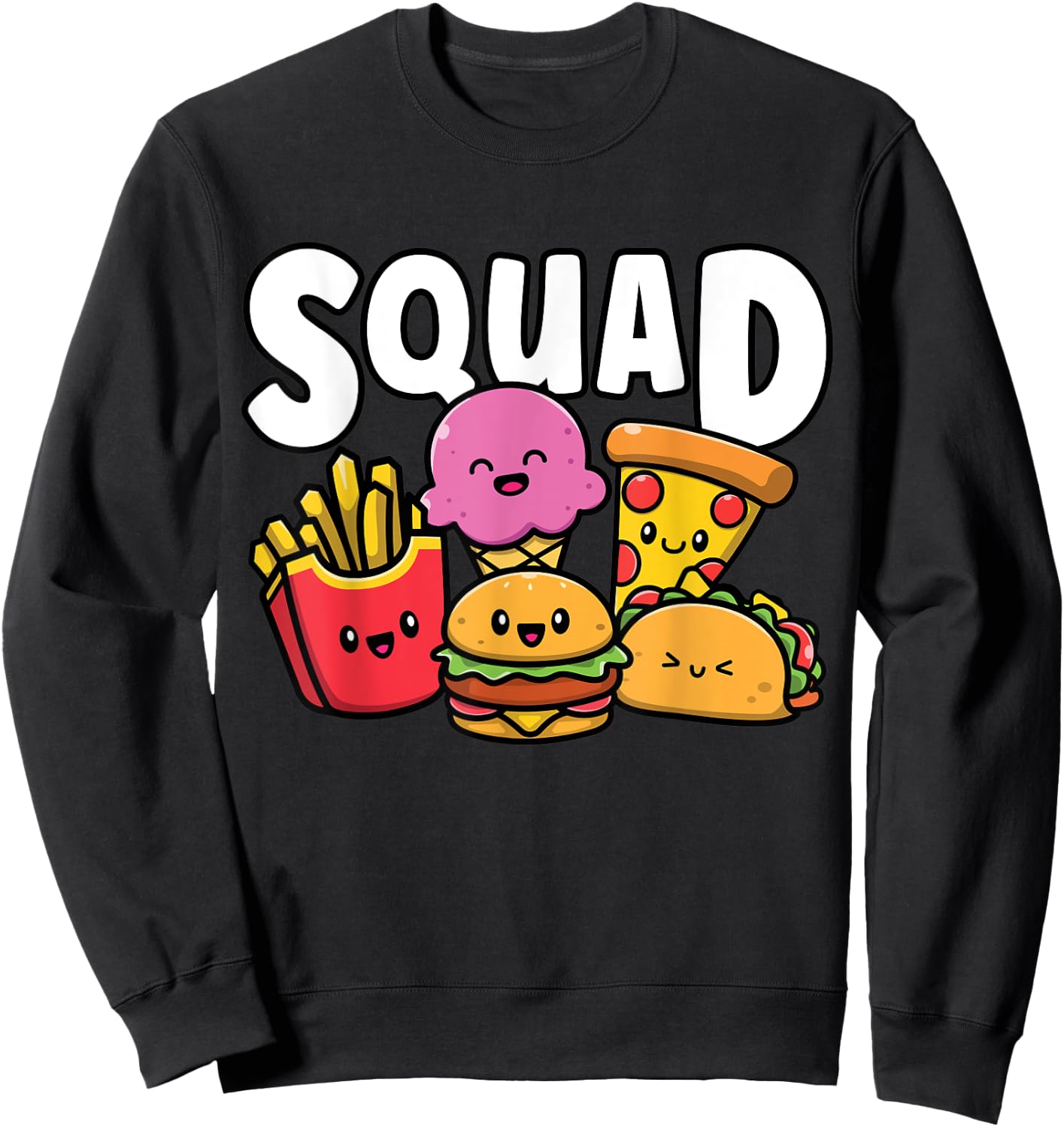 Junk Food Squad Cute Funny Fast Food Lover Foodie Sweatshirt - Sweatshirt | Black