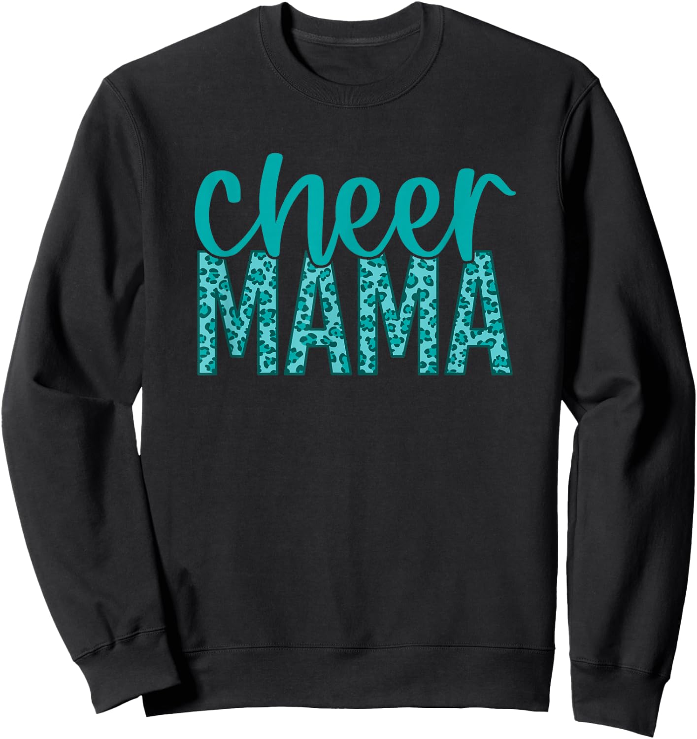 Cheer Mama - Teal Leopard Print Sweatshirt - Sweatshirt | Black