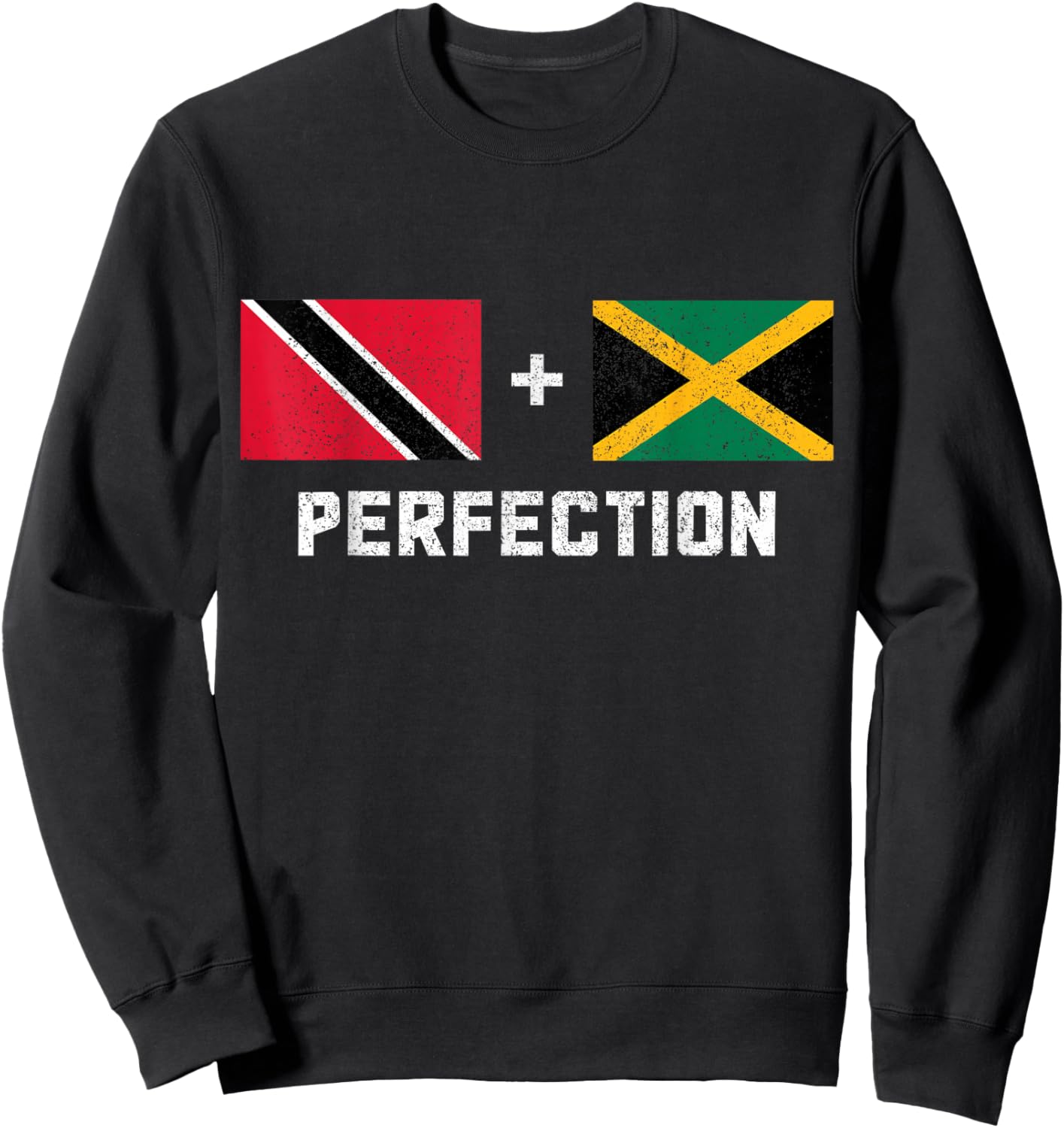 Trinidad & Tobago Jamaica Pride Jamaican Trinidadian Flag Sweatshirt - Sweatshirt | Black