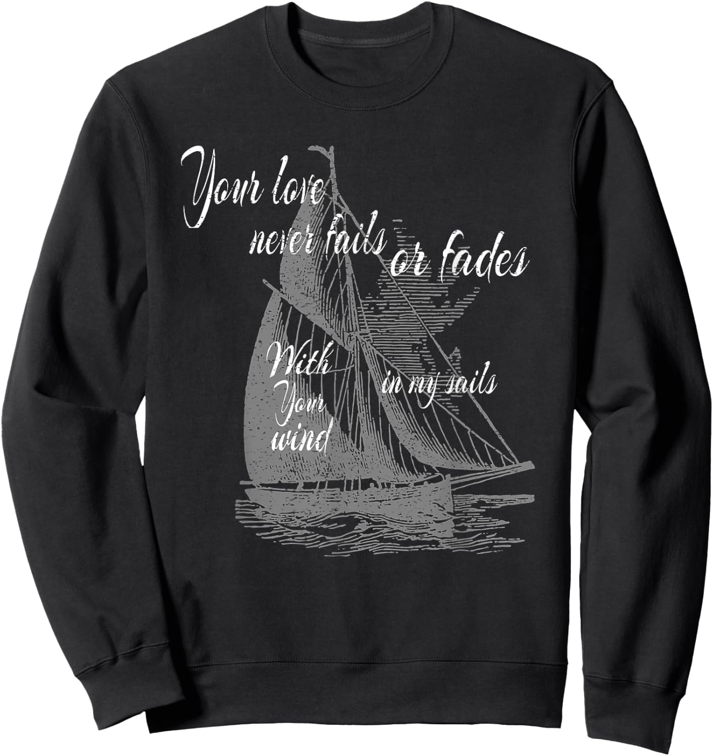 Build A Boat Christian Worship Vintage Sail boat Sweatshirt - Sweatshirt | Black