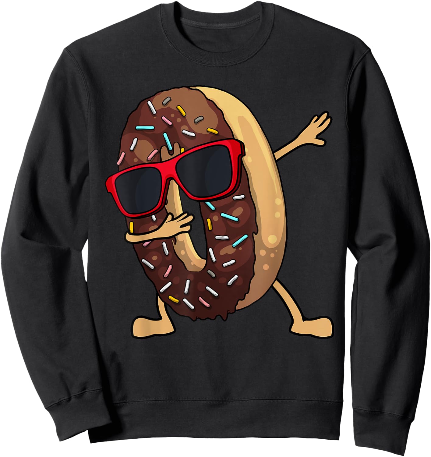 Funny Dabbing Donut Art Women Kids Youth Donut Lover Sweatshirt - Sweatshirt | Black