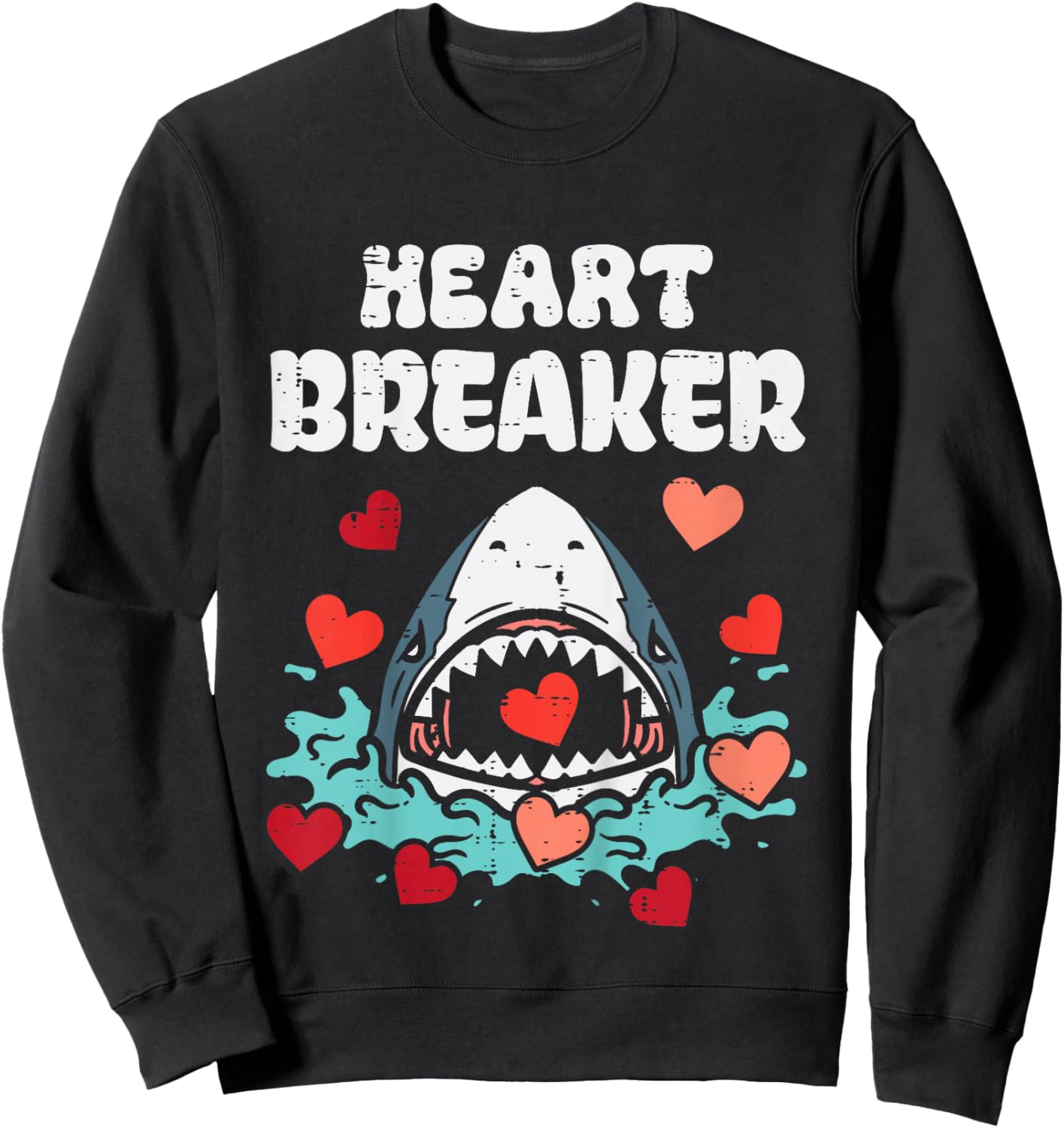 Kids Valentines Day Shark Heartbreaker Funny Boys Kids Toddler Sweatshirt - Sweatshirt | Black
