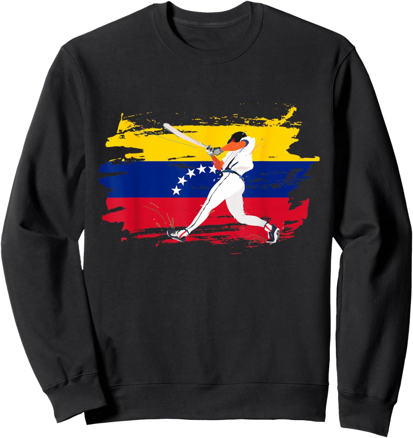 Baseball Hitter On Grunge Venezuela Flag Venezuelan Beisbol Sweatshirt - Sweatshirt | Black