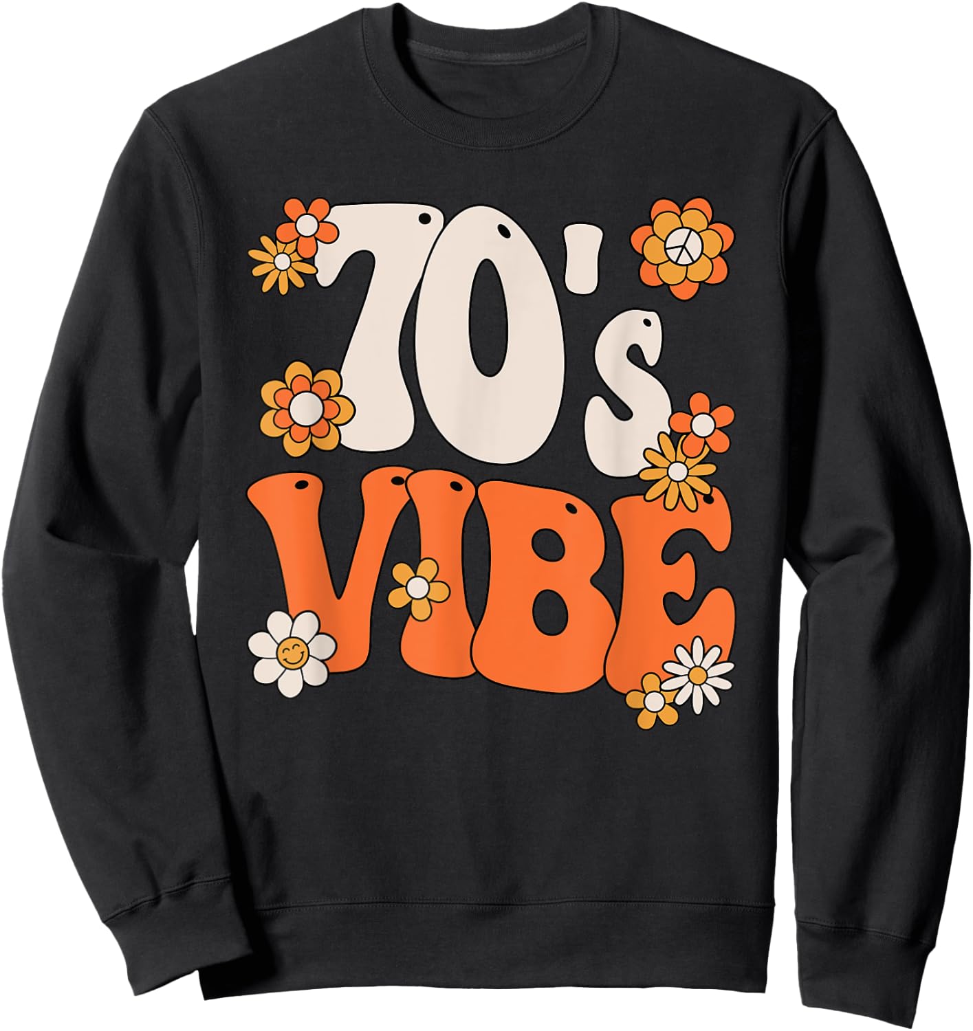 70s Vibe Costume 70s Party Outfit Groovy Hippie Peace Retro Sweatshirt - Sweatshirt | Black