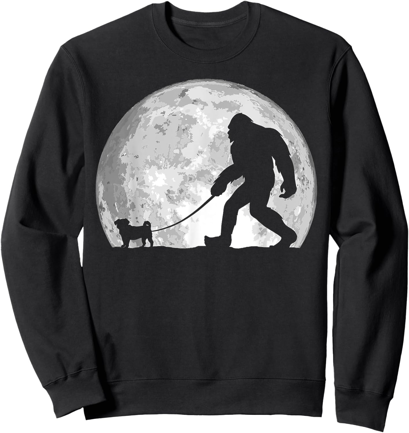 Funny Bigfoot, Pug Lover, Bigfoot Lover, Bigfoot Sweatshirt - Sweatshirt | Black