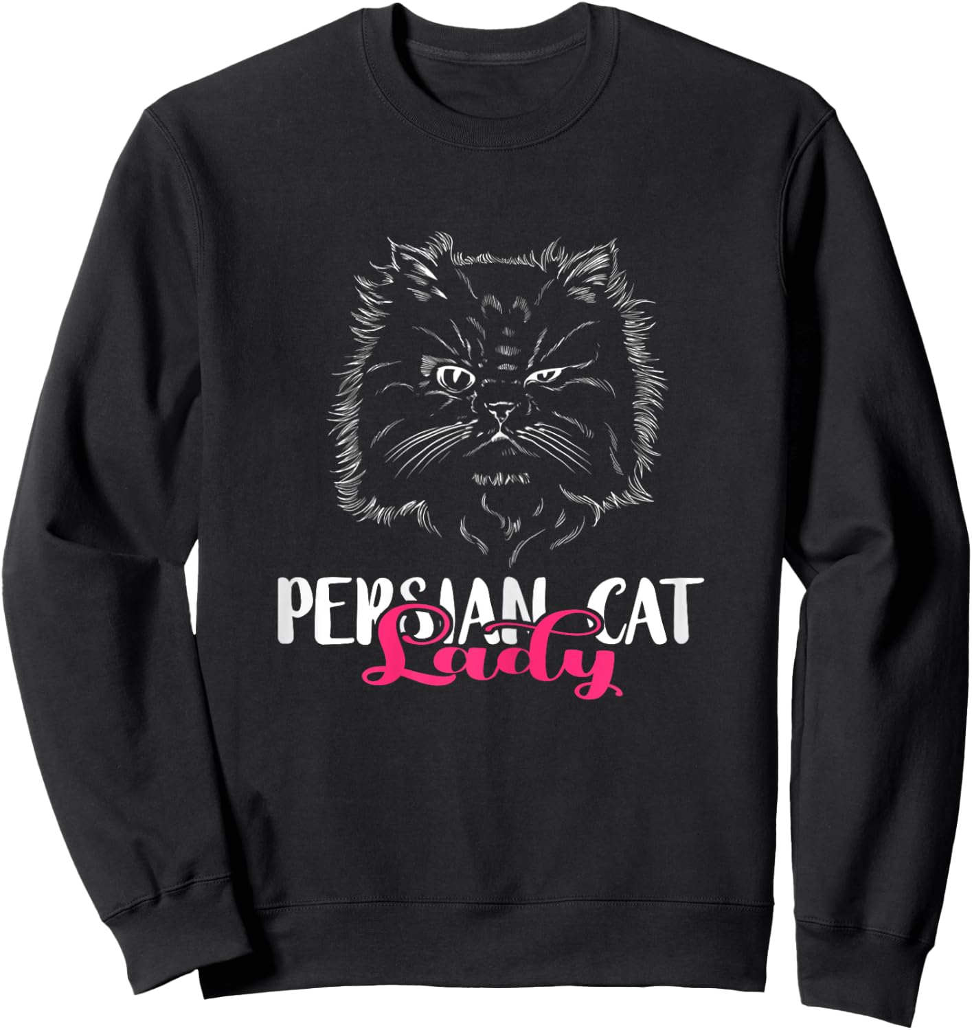 Fluffy Cat Long Hair Cat Persian Cat Lady Persian Cat Lover Sweatshirt - Sweatshirt | Black