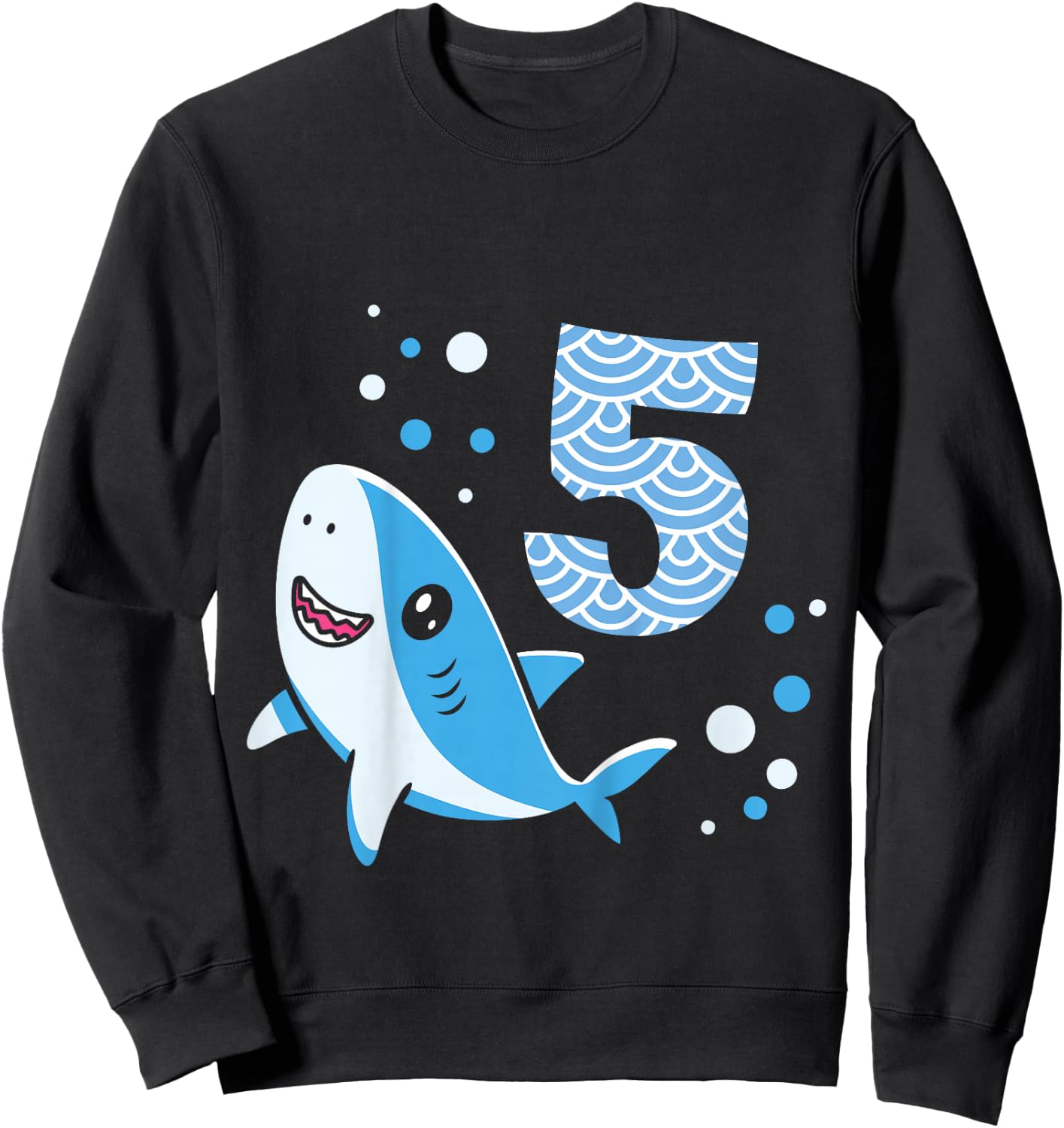5th Birthday Boys Shark 5 years Old Ocean Shark B-day Sweatshirt - Sweatshirt | Black