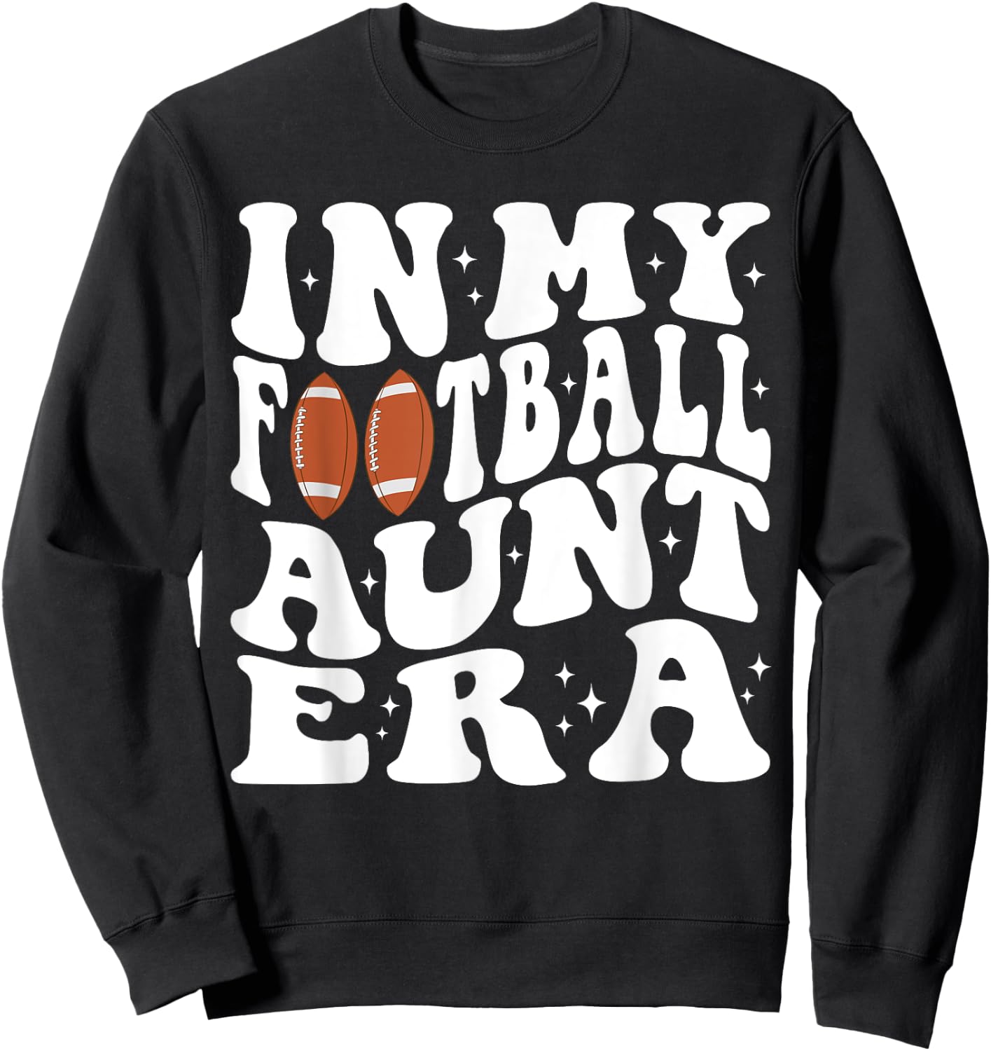 In My Football Aunt Era Groovy Football Auntie Christmas Sweatshirt - Sweatshirt | Black