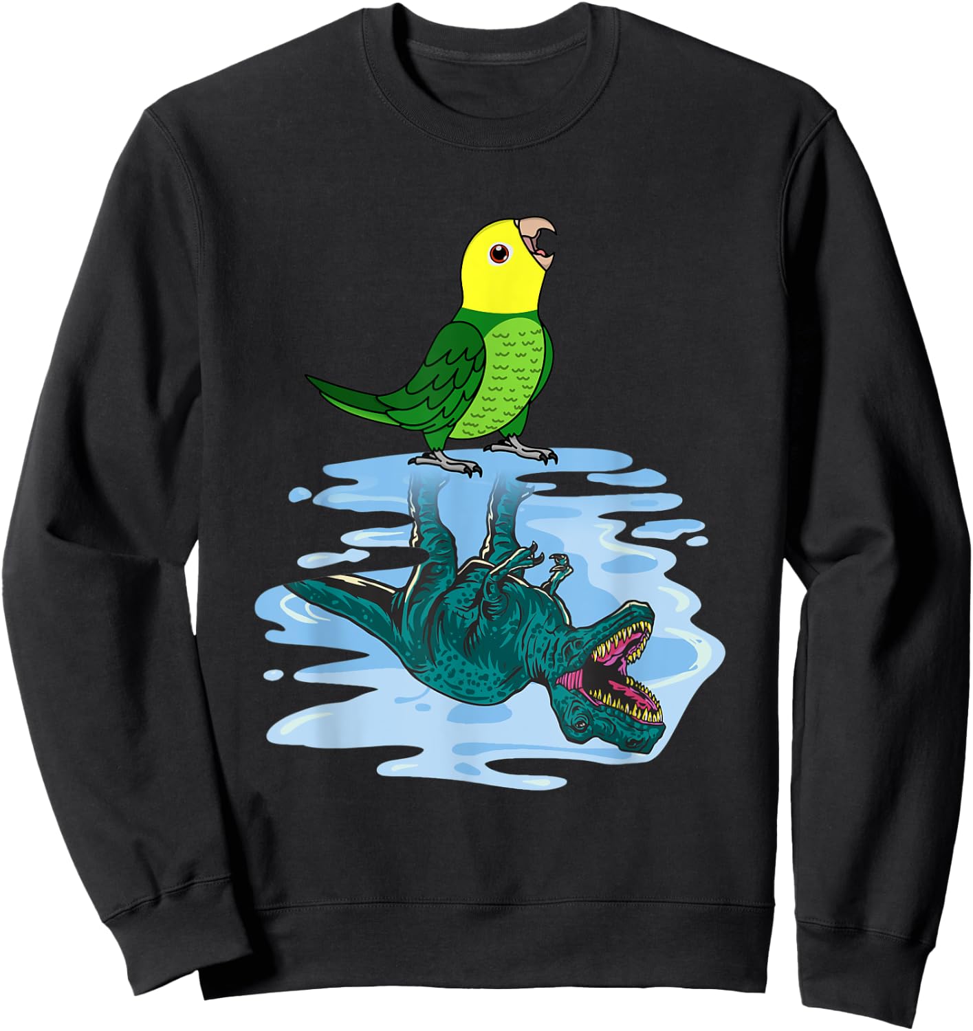Parrot & T Rex Reflection I Double Yellow-headed Amazon Sweatshirt - Sweatshirt | Black