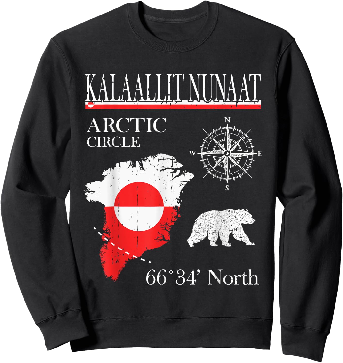Greenland Arctic Circle - Kalaallit Nunaat Flag Sweatshirt - Sweatshirt | Black