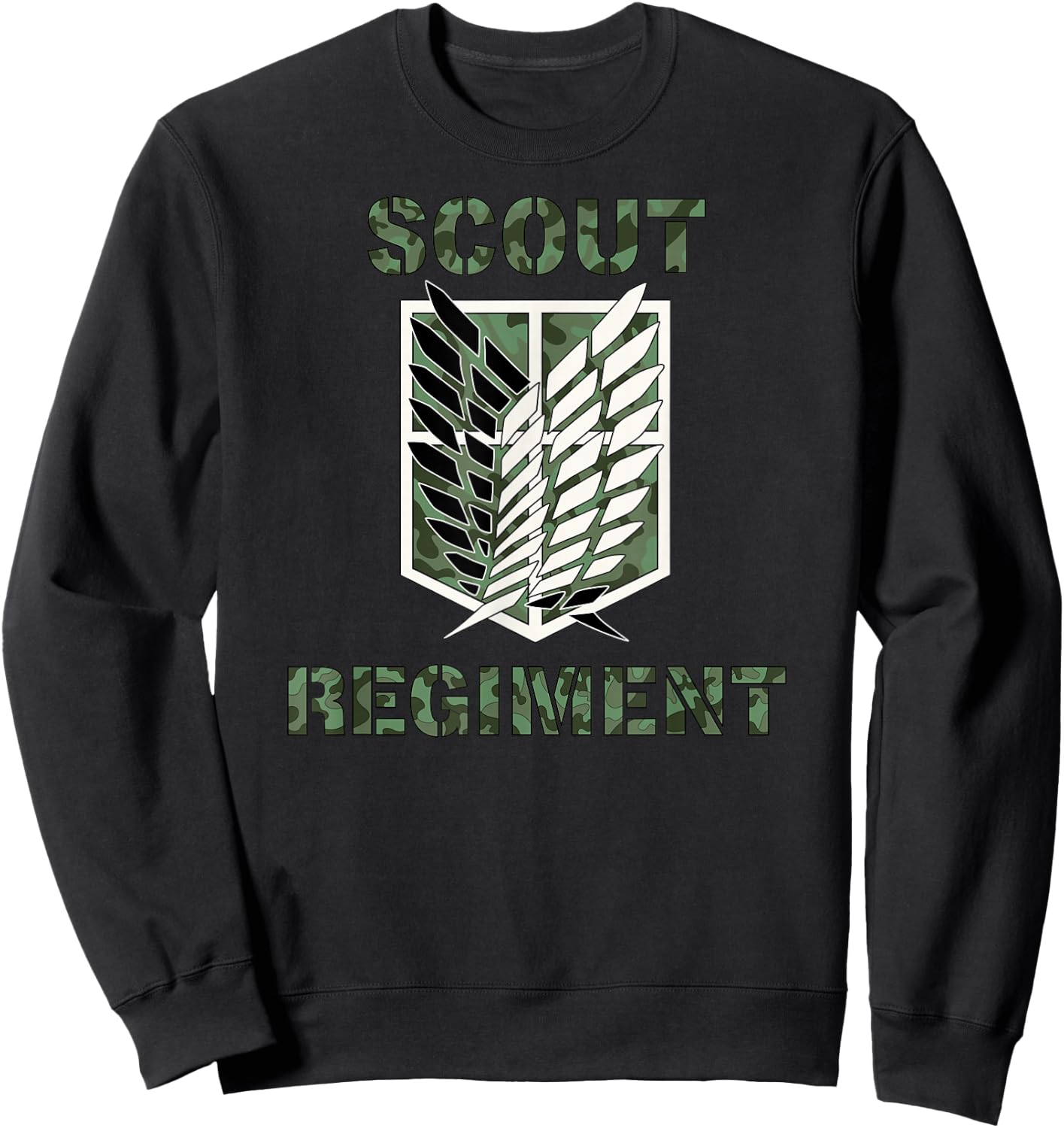 Attack on Titan Season 2 Scout Regiment Camo Print Anime Sweatshirt - Sweatshirt | Black
