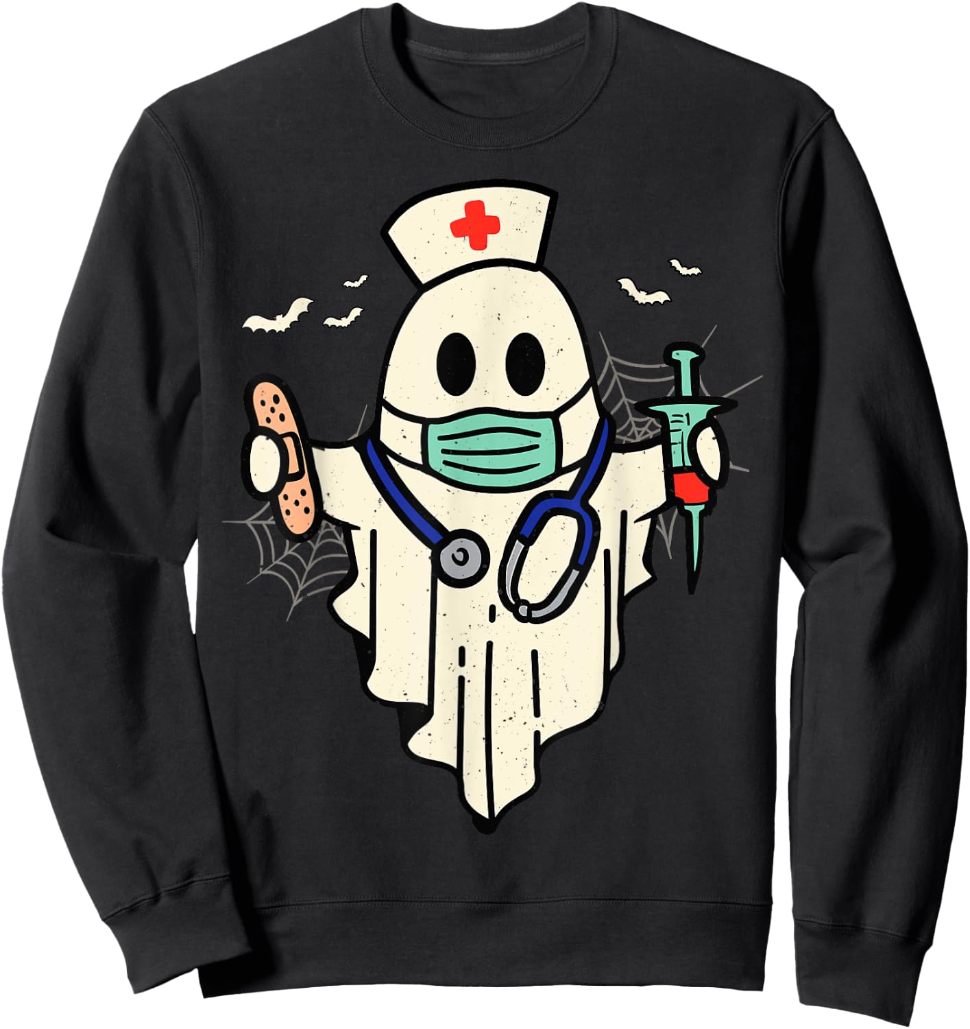 Halloween Nurse Nursing Funny Health Worker RN Ghost Nurse Sweatshirt - Sweatshirt | Black