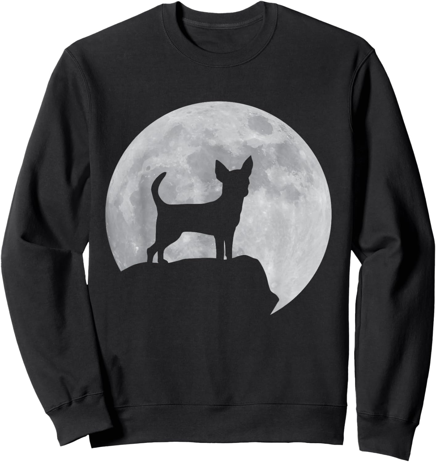 Moon And Dog Silhouette - Chihuahua Sweatshirt - Sweatshirt | Black