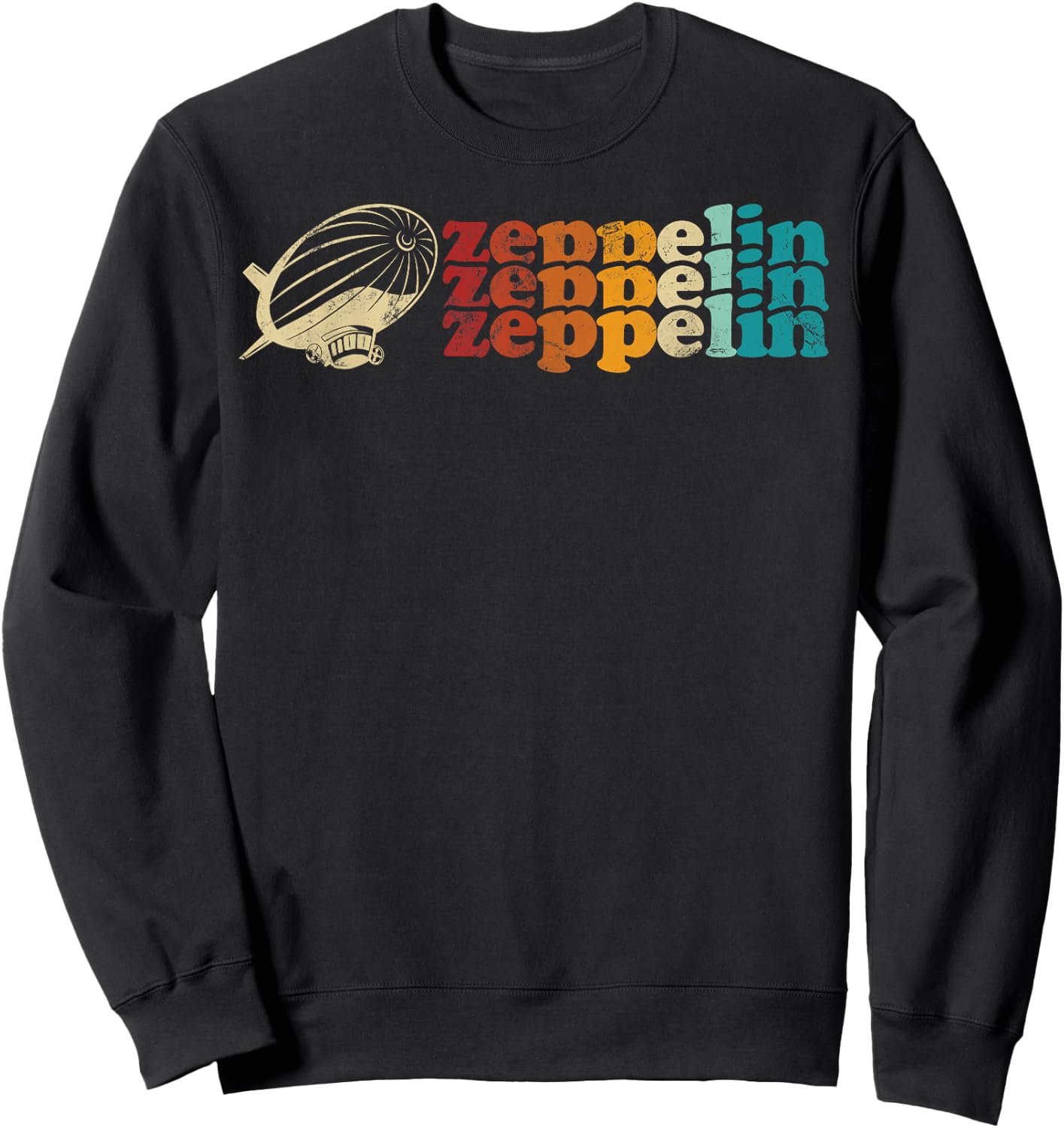 Dirigible Airship Retro Zeppelin 70s 80s Zepelin Zepplin Sweatshirt - Sweatshirt | Black