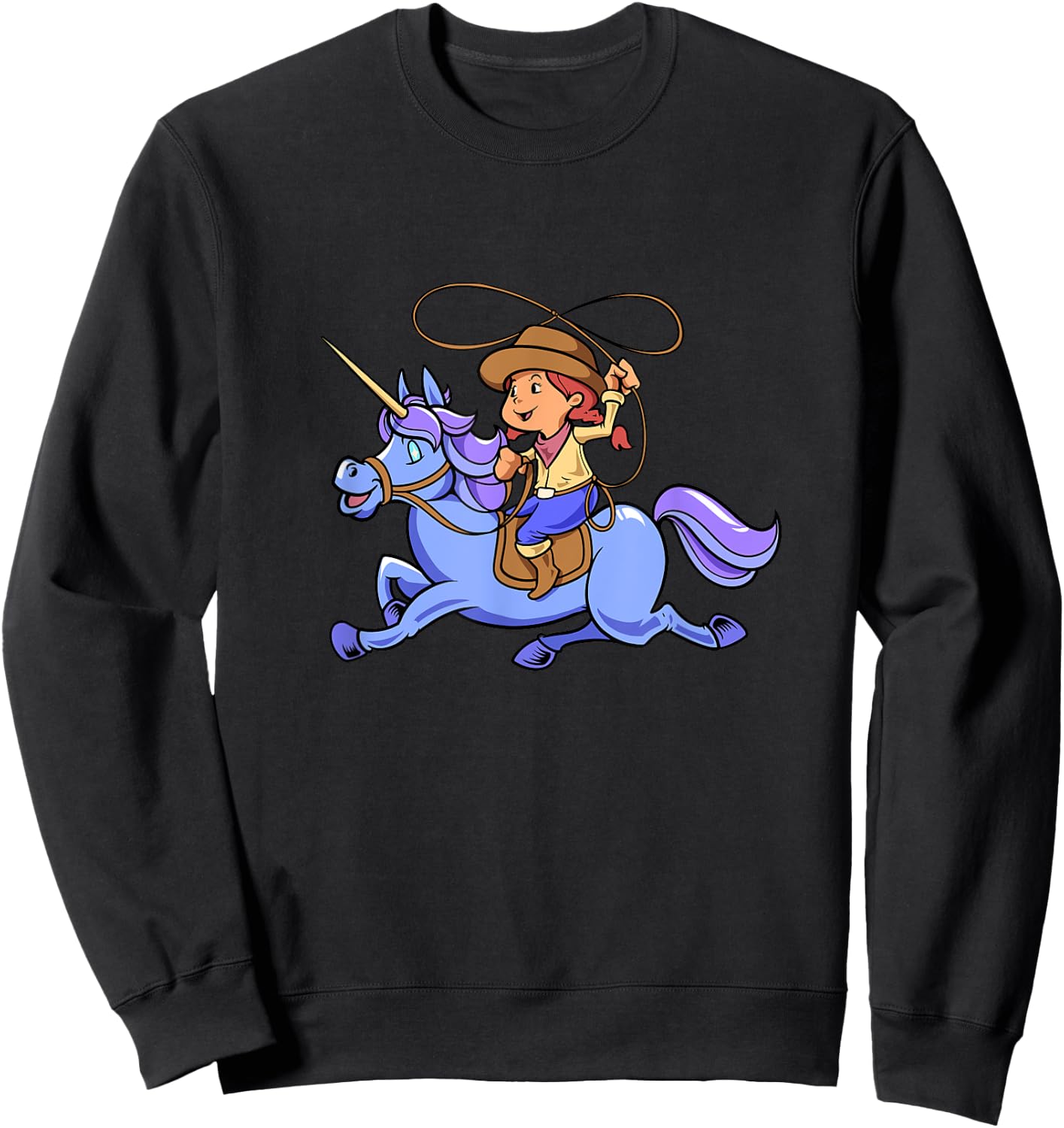 Cowgirl on unicorn Sweatshirt - Sweatshirt | Black