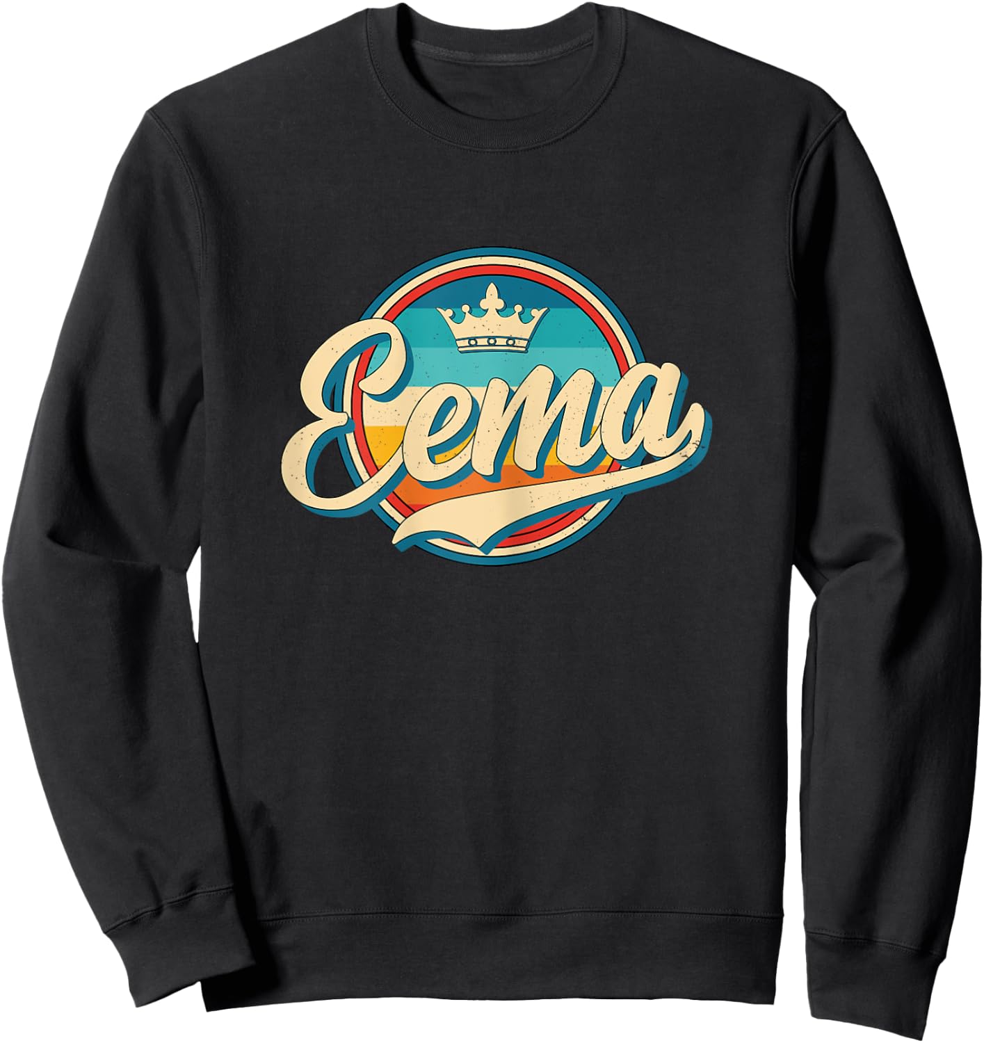 Eema Retro Name Funny Vintage Style Mother Mama Sweatshirt - Sweatshirt | Black