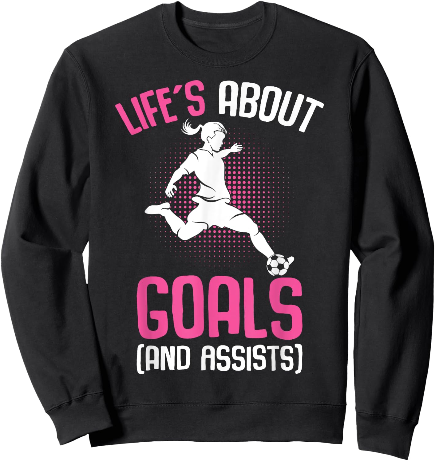 Life´s About Goals Soccer Girl Youth Players Sweatshirt - Sweatshirt | Black