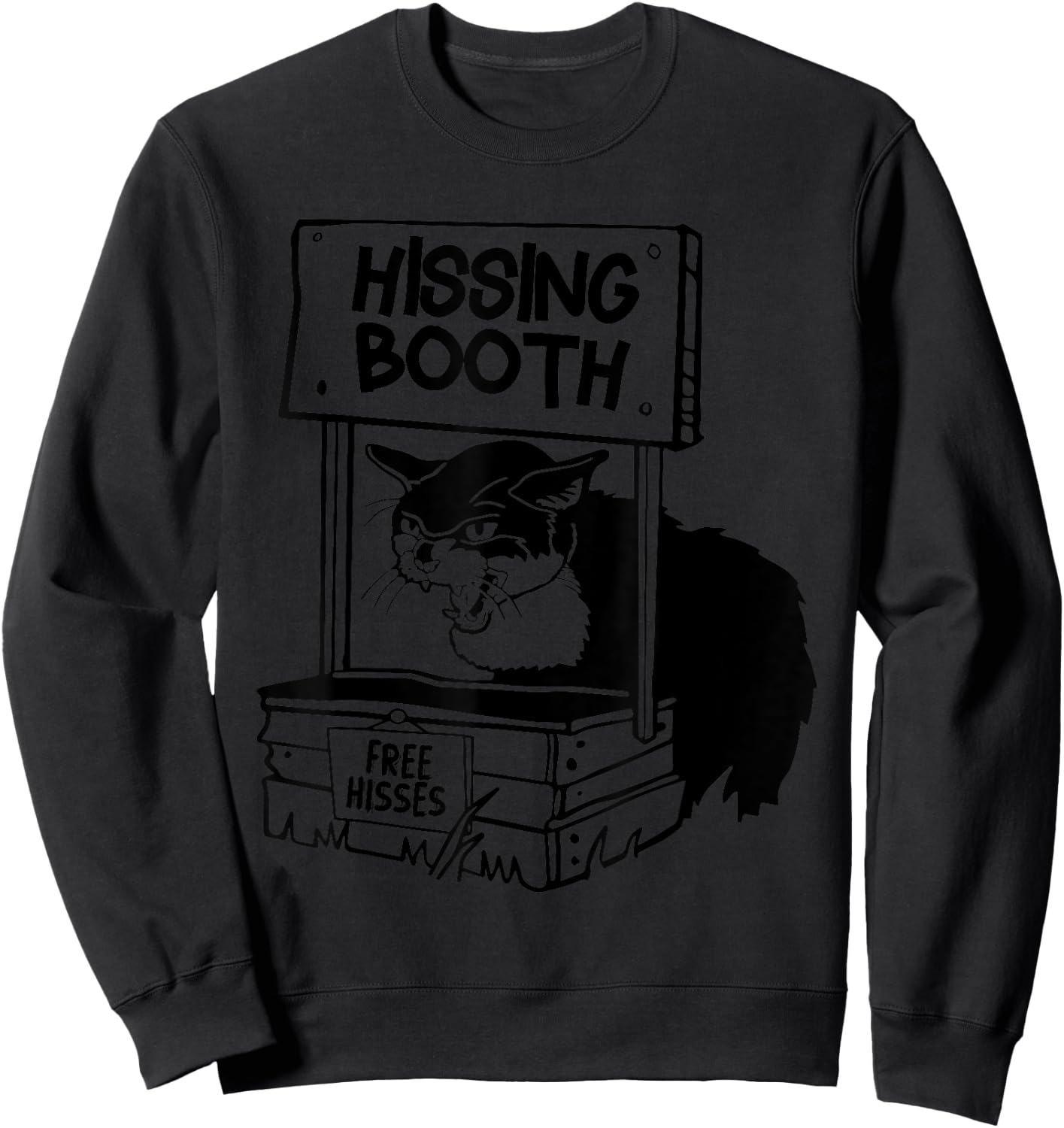 Funny Hissing Booth Kitten Kitty Cat Furmom Furdad Women Men Sweatshirt - Sweatshirt | Black