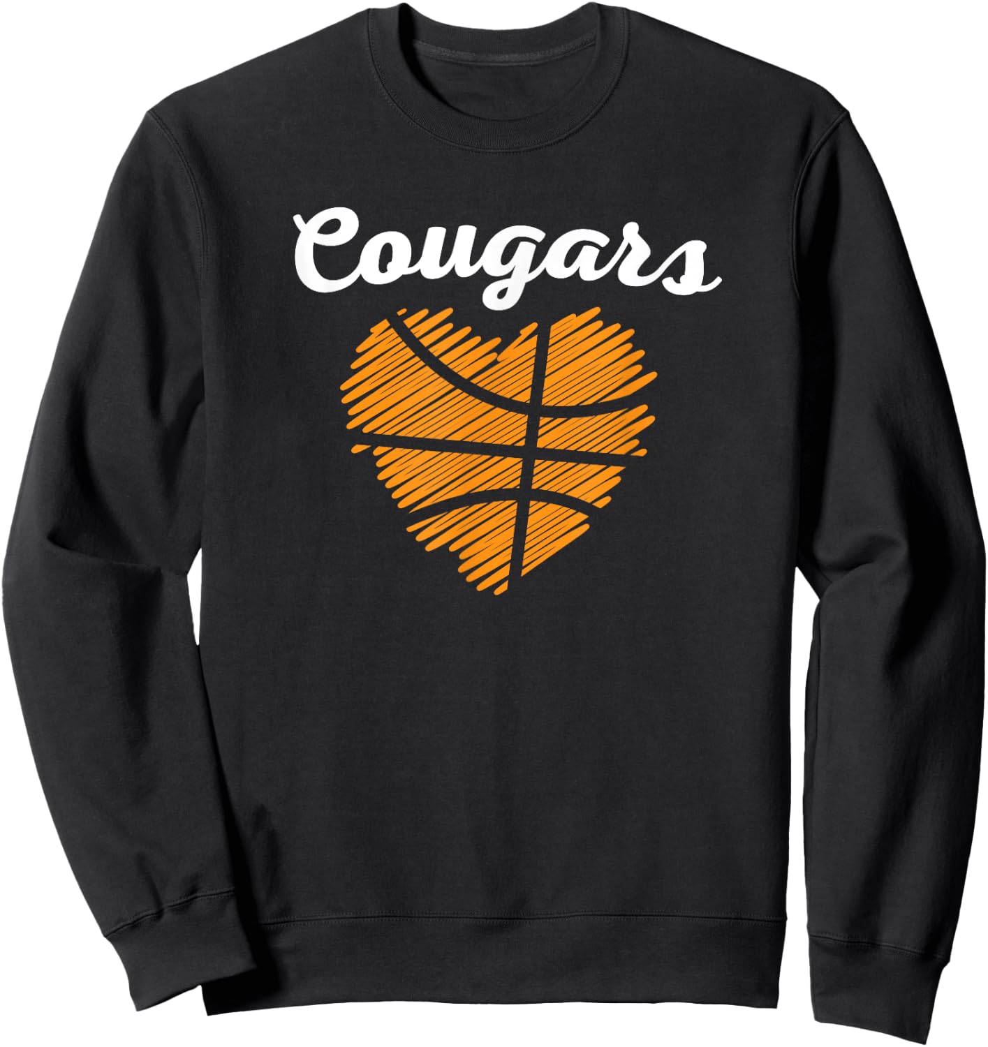 Varsity Blues & Gold Cougars Heart Basketball - -Kids, Black, Small Sweatshirt - Sweatshirt | Black