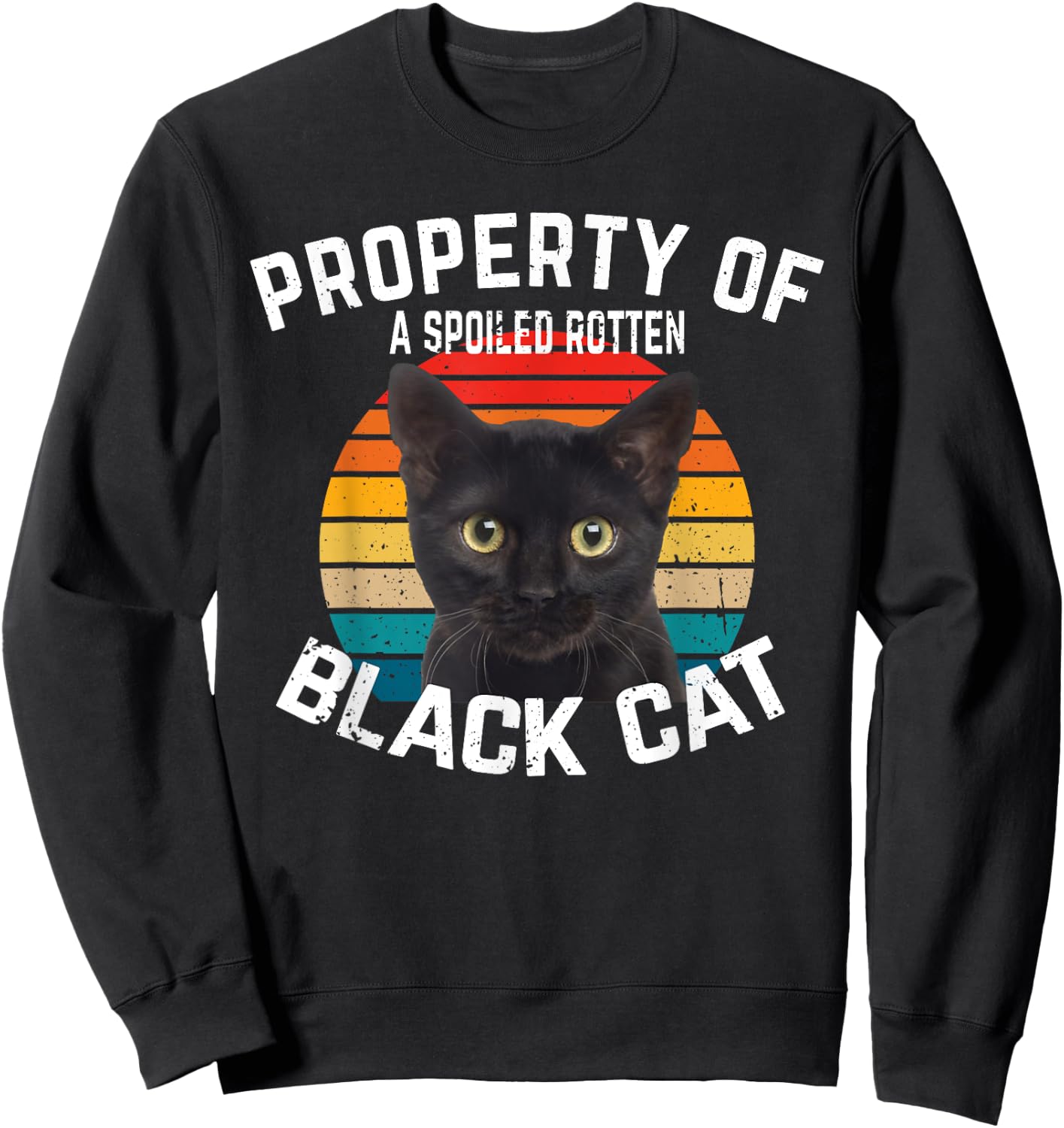 Cat Black Vintage Eighties Style Retro Property Cat Sweatshirt - Sweatshirt | Black