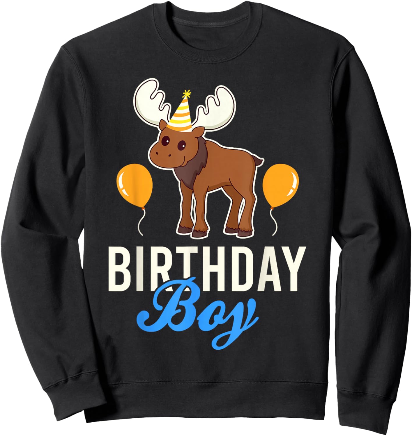 Cute Moose Birthday Boy Kawaii Sweatshirt - Sweatshirt | Black