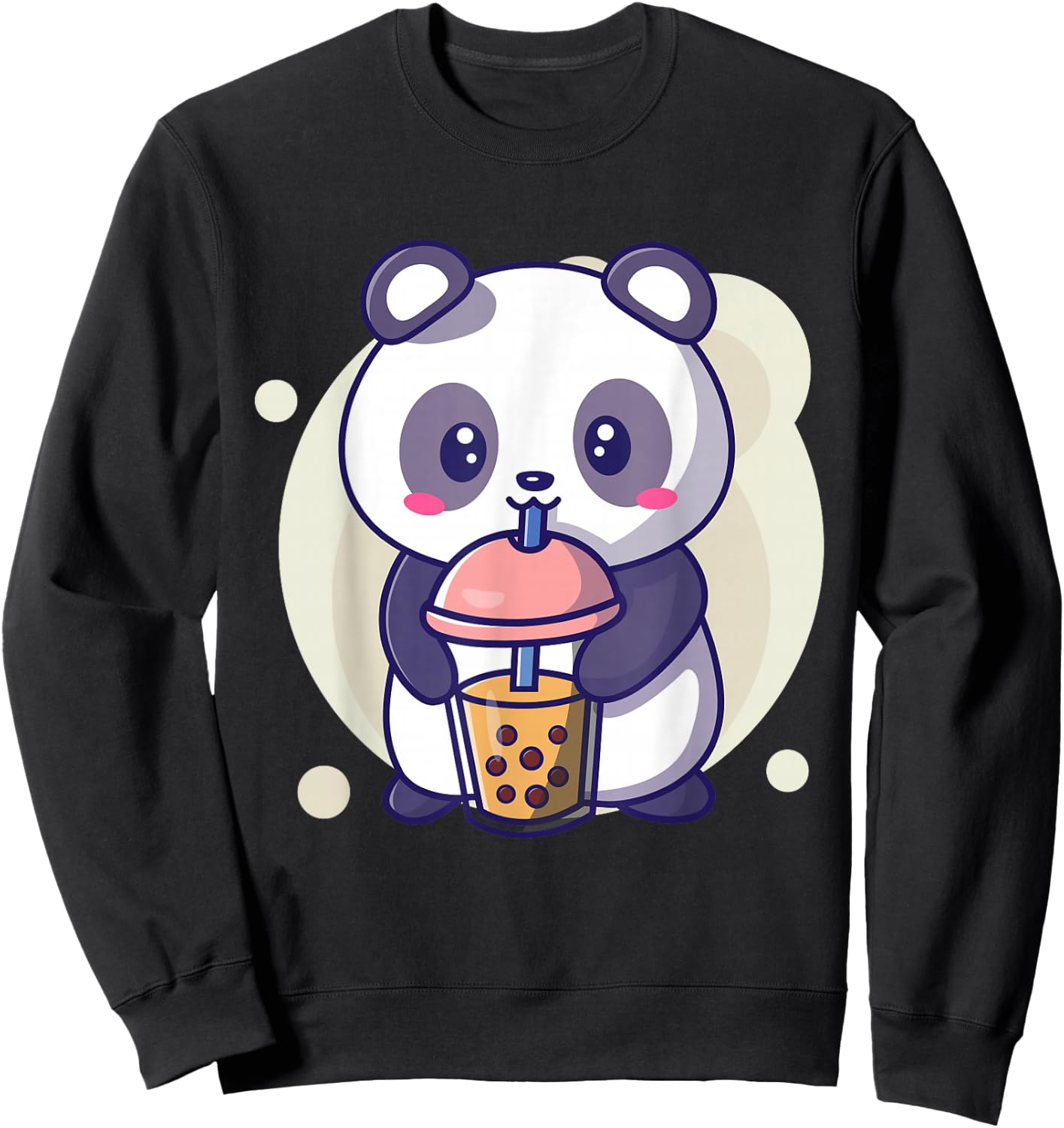 Cute Kawaii Panda Drinks Boba Bubble Tea Kawaii Aesthetic Sweatshirt - Sweatshirt | Black