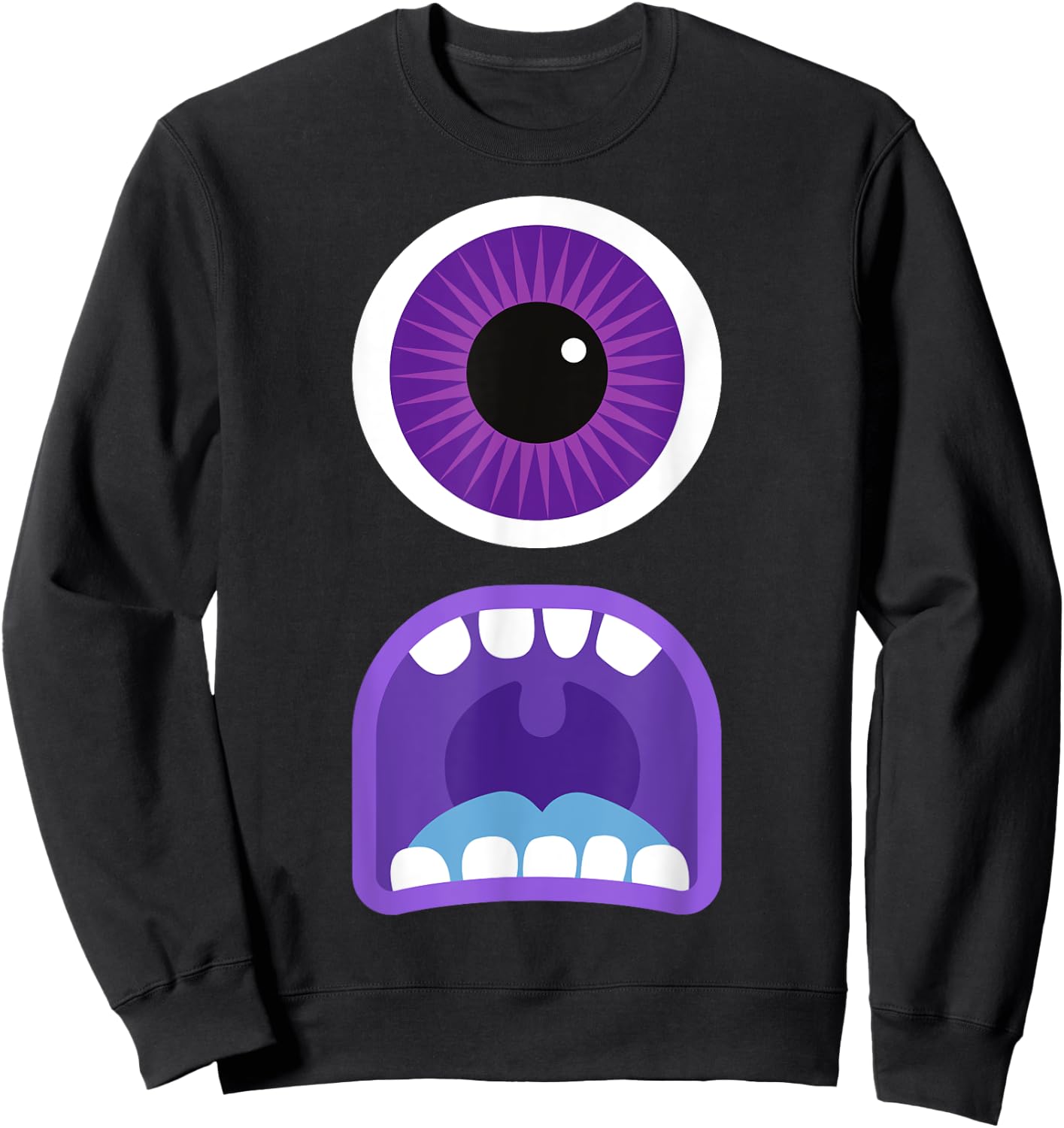 Cute Monster Face Costume Men's Women's Halloween Sweatshirt - Sweatshirt | Black